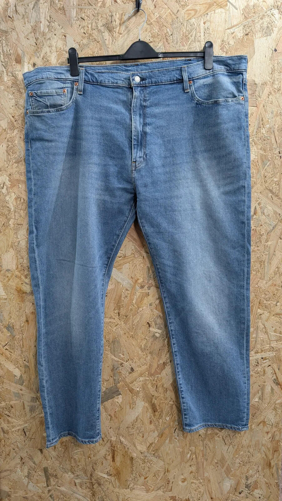 Levis 502 Jeans Mens W48 L32 Light Blue Wash Stretch Denim Straight Leg Zip Fly