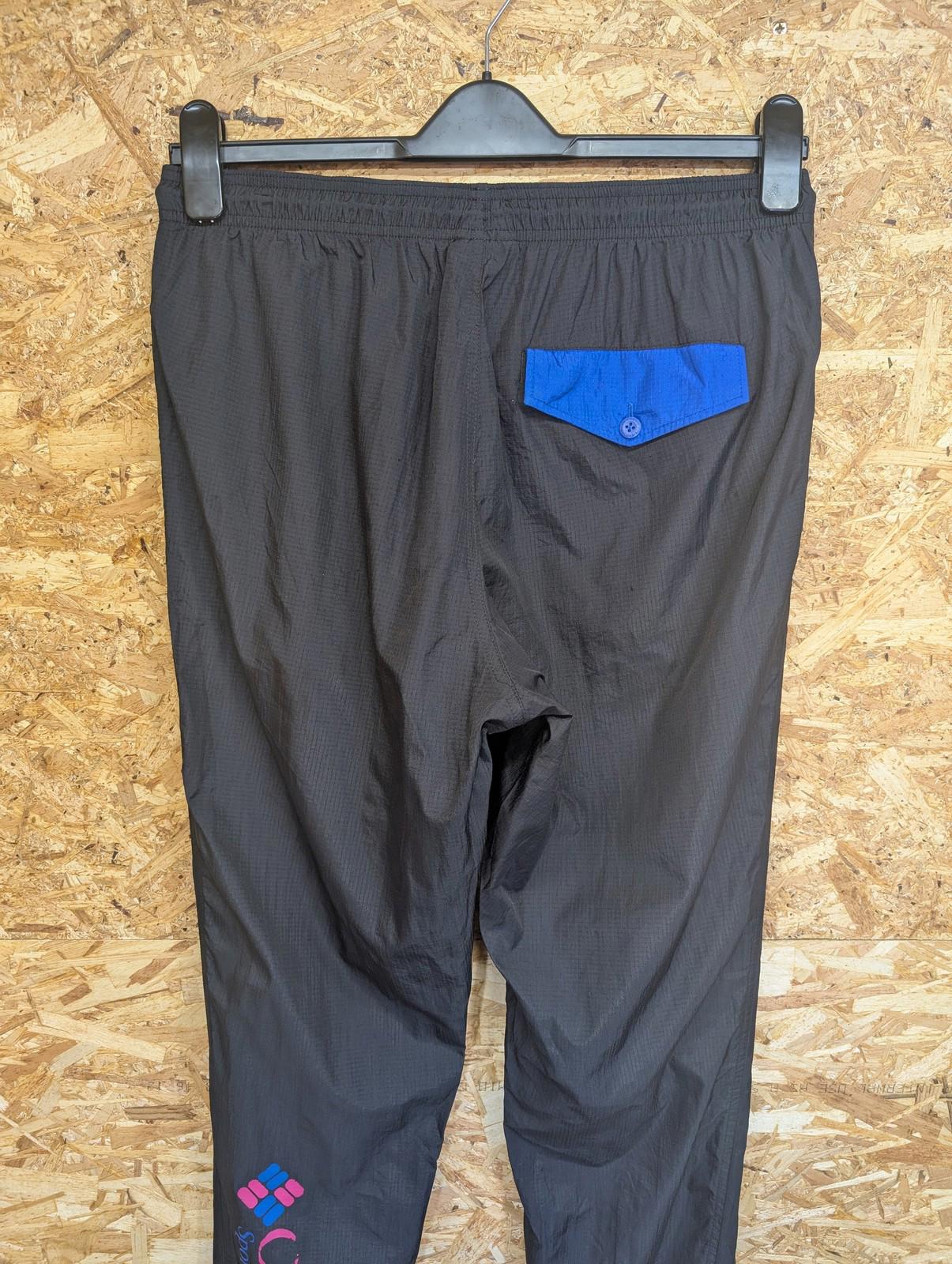 Columbia Track Pants Mens M Elastic Waist Drawstring Black Blue Sportswear