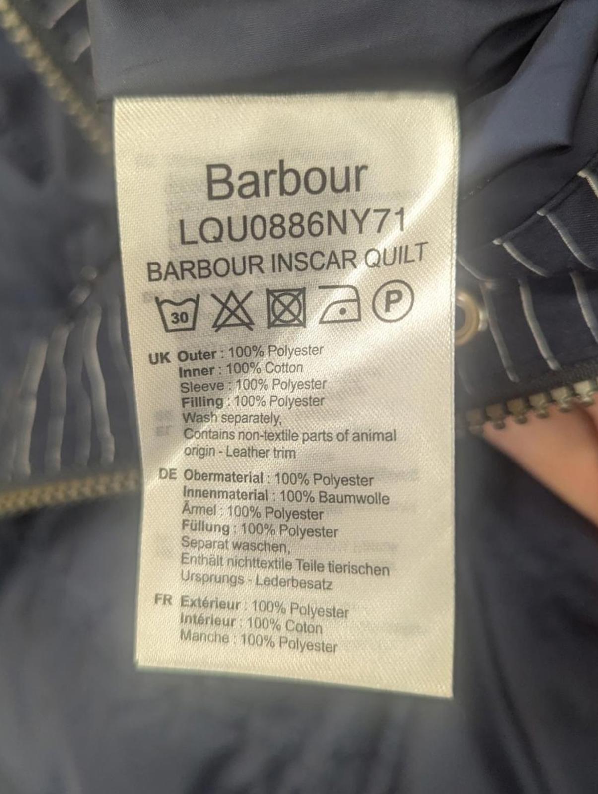 Barbour Inscar Quilt Jacket UK 12 Women Zip Pockets Navy Blue Padded Lightweight