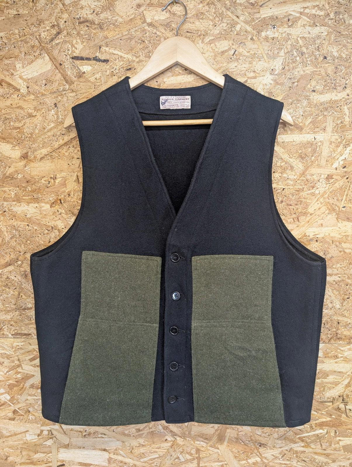 Filson Mackinaw Vest XL 44 Navy Blue Green Wool USA Waistcoat Gilet Body Warmer