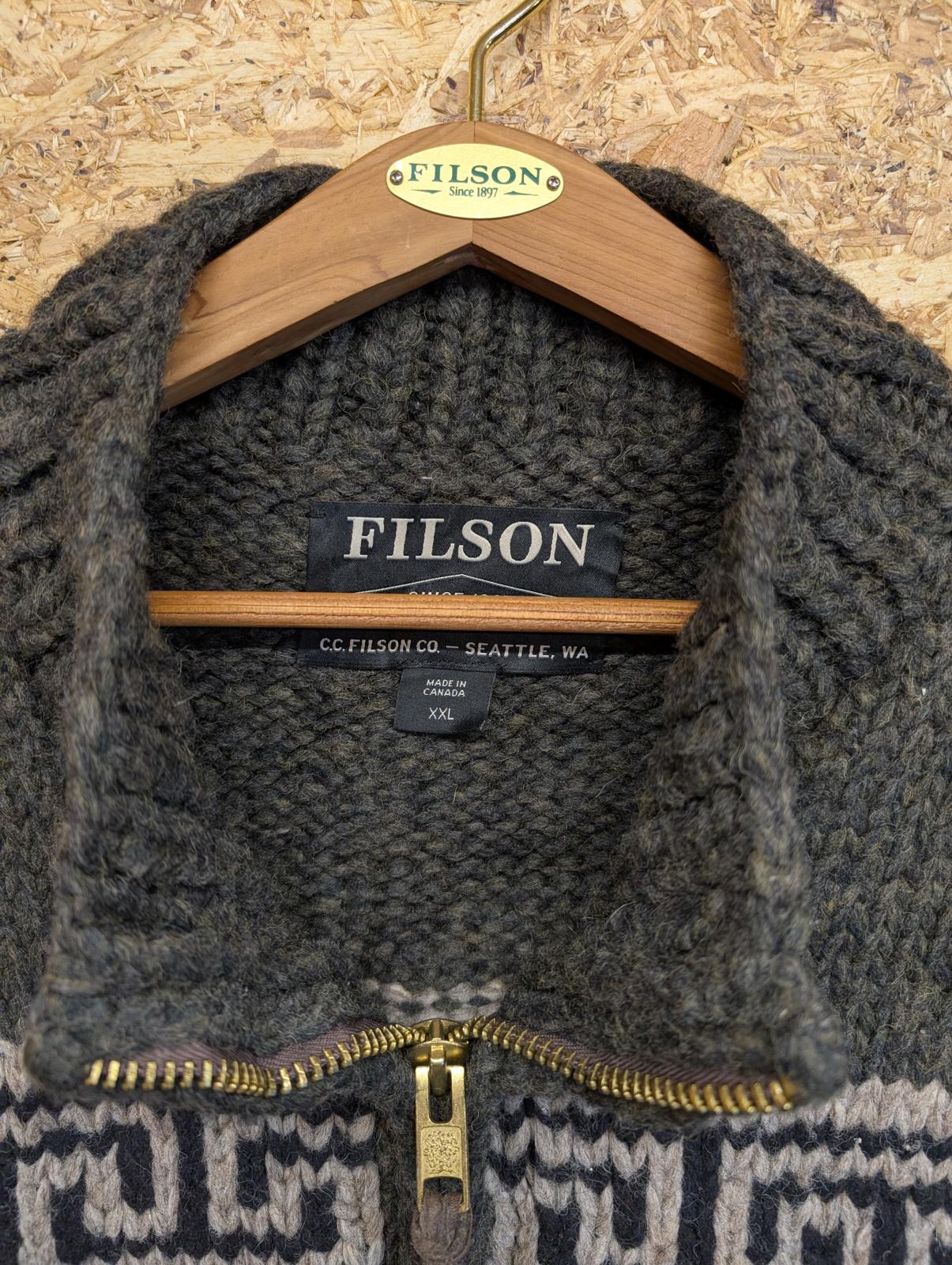 Filson Knitted Mens Size 2XL Limited Edition Grey Wool Cowichan Stag Jumper Vest