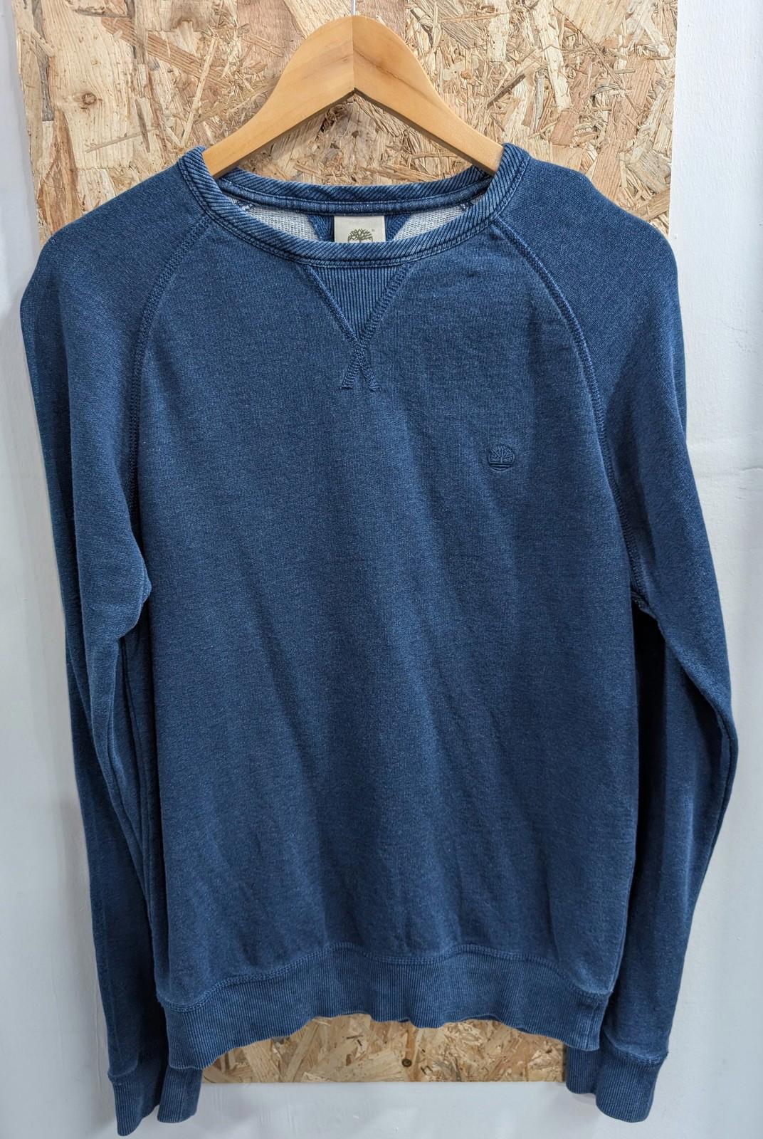 Timberland Sweatshirt Small Men Navy Blue Crew Neck Cotton V Slub