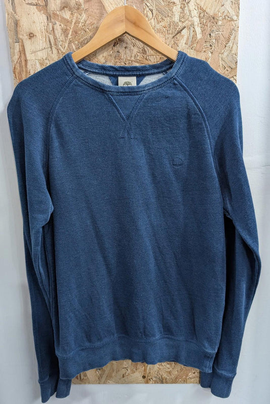 Timberland Sweatshirt Small Men Navy Blue Crew Neck Cotton V Slub