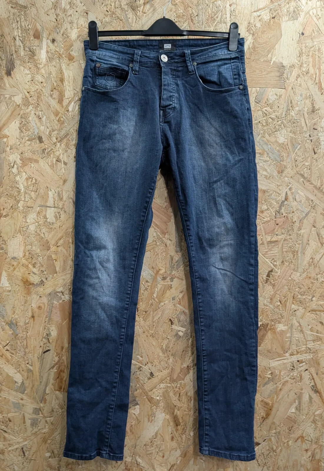 883 Police Cassady Jeans Mens W32 L34 Blue Dark Stretch Denim Slim Fit Zip Fly