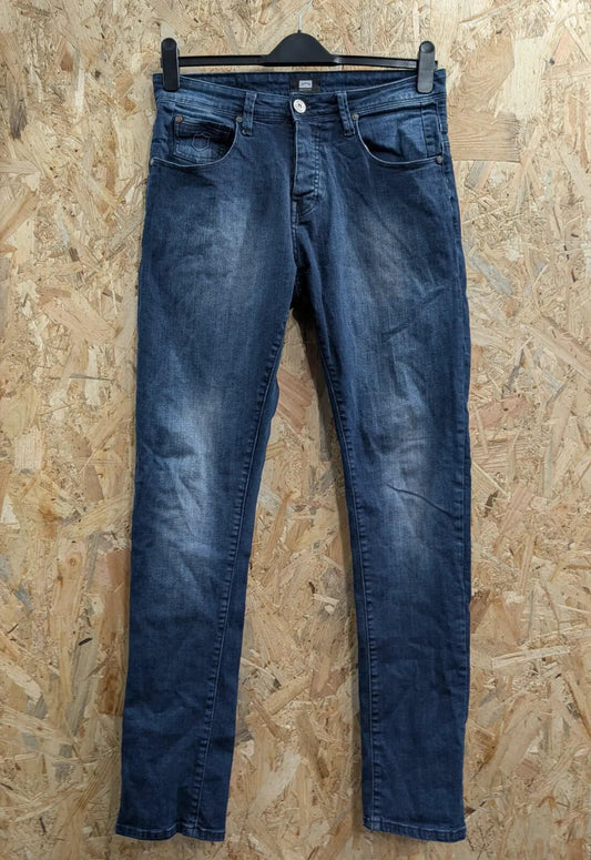883 Police Cassady Jeans Mens W32 L34 Blue Dark Stretch Denim Slim Fit Zip Fly