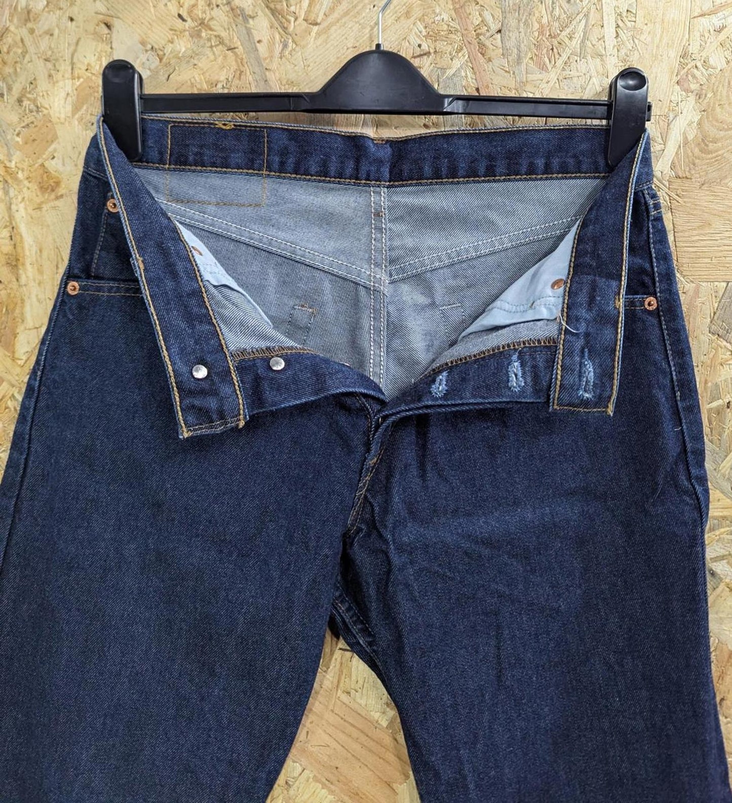 Levis 522 Jeans W32 L32 Men Raw Rigid Navy Blue Denim Slim Leg Tapered Fit Y2K