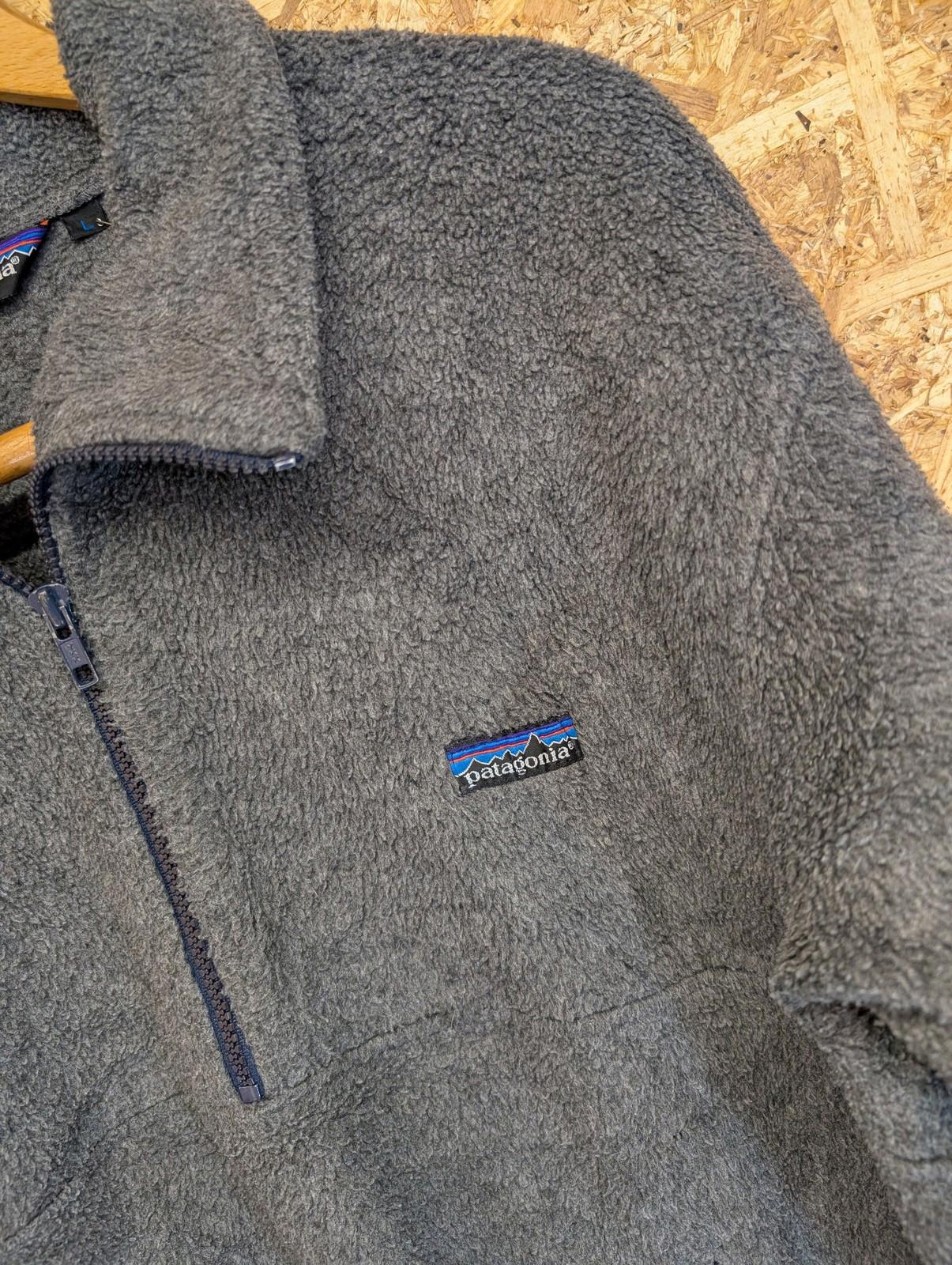 Patagonia Fleece Large Men Sweater Grey Blue Half Zip 1/4 USA Made Vintage 80s