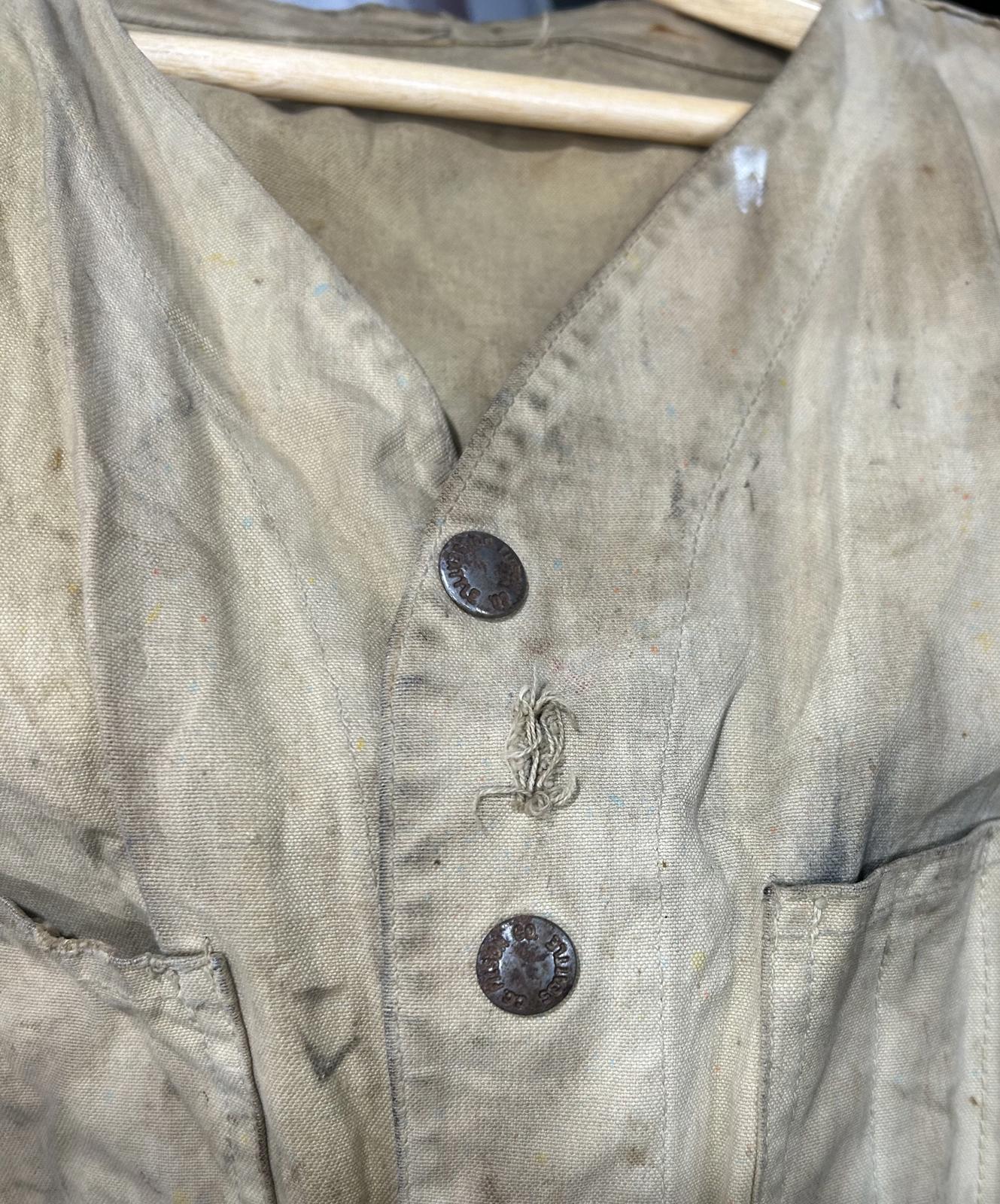 Vintage 50s Filson Dry Cloth Vest Medium Gilet Beige Made In USA Canvas