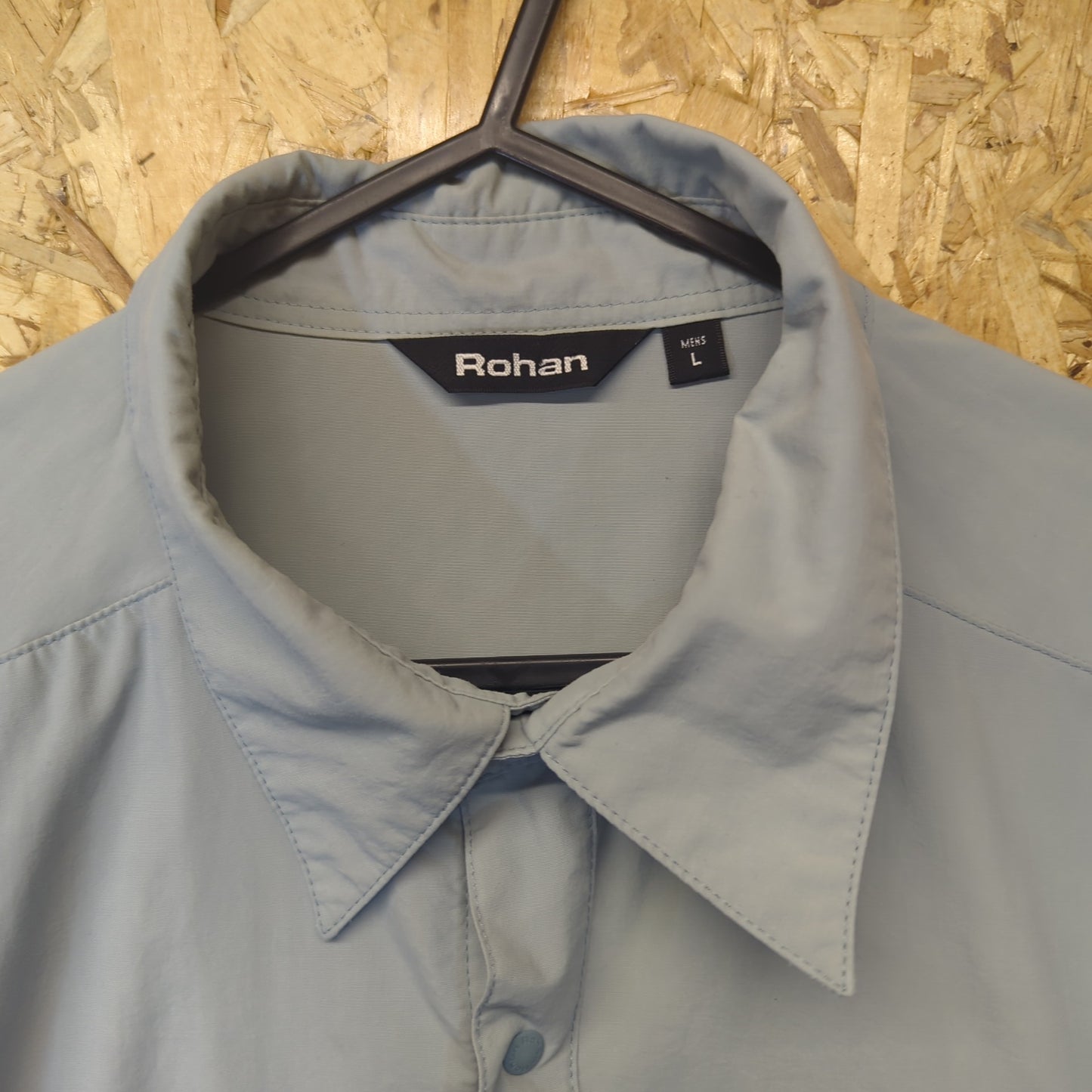 Rohan Trail Shirt Pale Blue Short Sleeve Zip Pockets Hiking Walking Mens Large