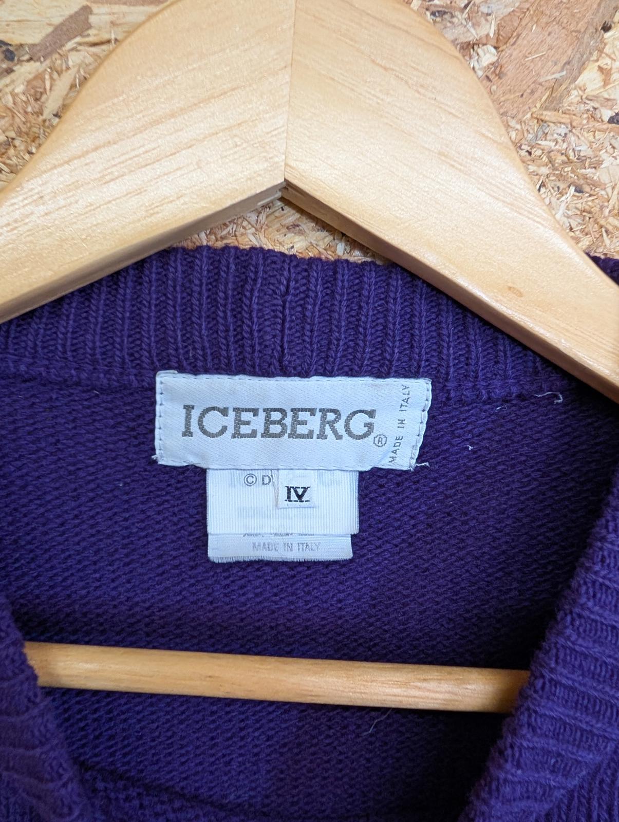 Iceberg Purple Size Large Jumper Aristocrats Vintage 90s Knit 100% Wool Italy