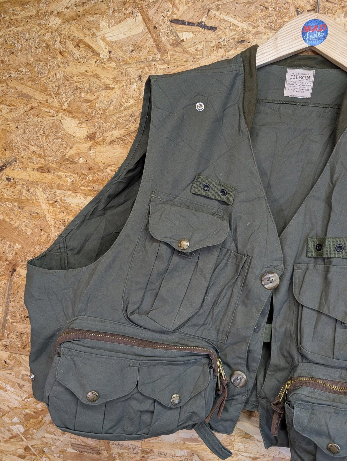 Filson Fly Fishing Vest Men XL USA Multi-Pocket Green Tactical Utility Spey