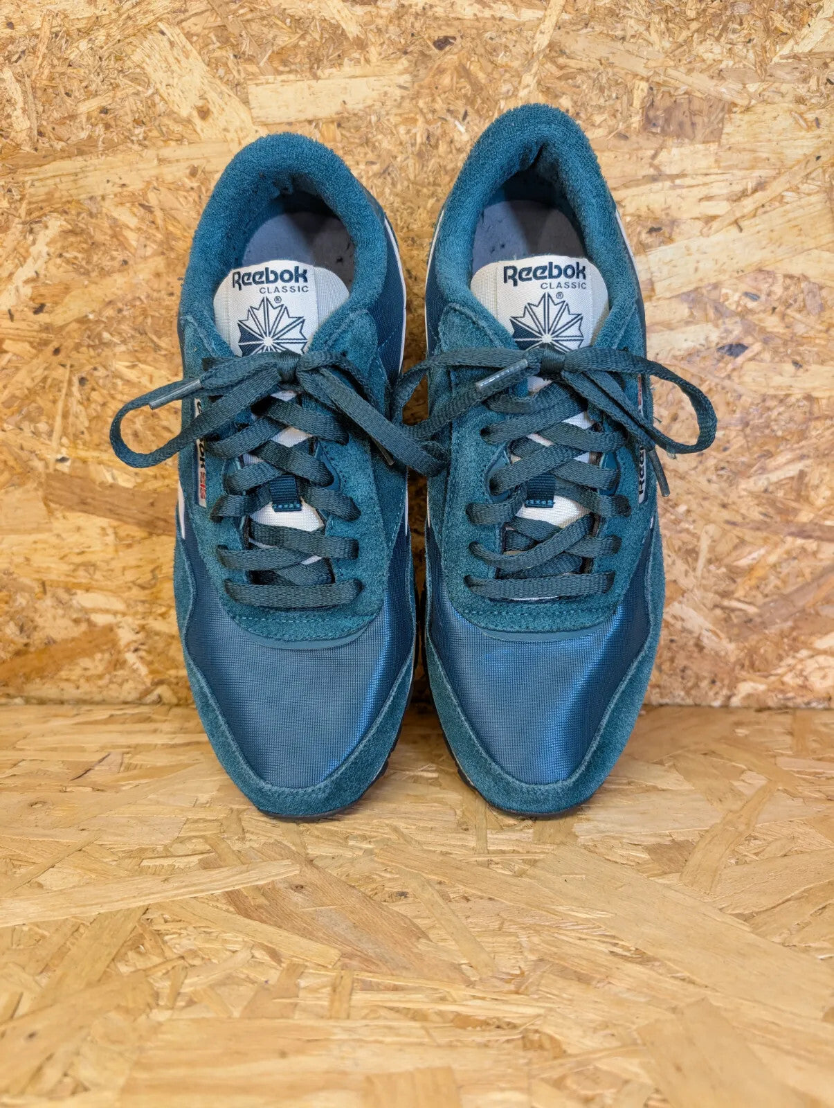 Reebok Classic Low Top Trainers Mens UK 8 Teal Green Suede Mesh Logo Lace Retro