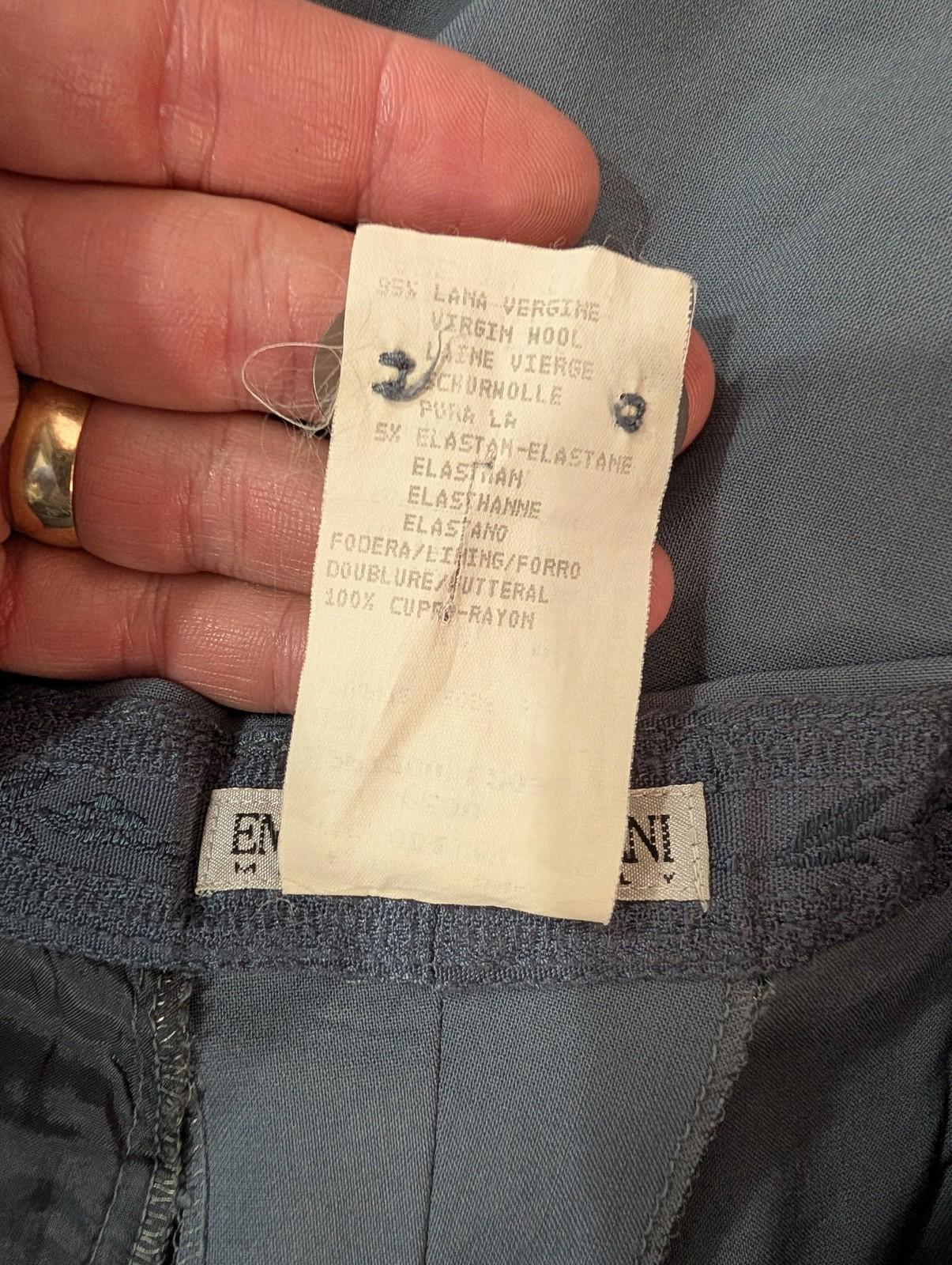 Emporio Armani Trousers W28 L34 UK 10 Women Wool Grey Italy Made Vintage Y2K