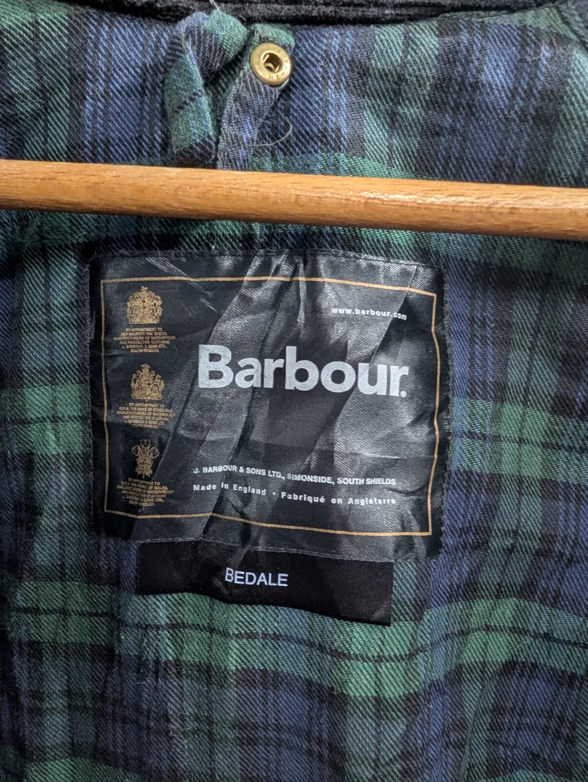 Vintage Barbour Bedale Jacket Mens Small C34 Black Waxed Cotton A104 Original