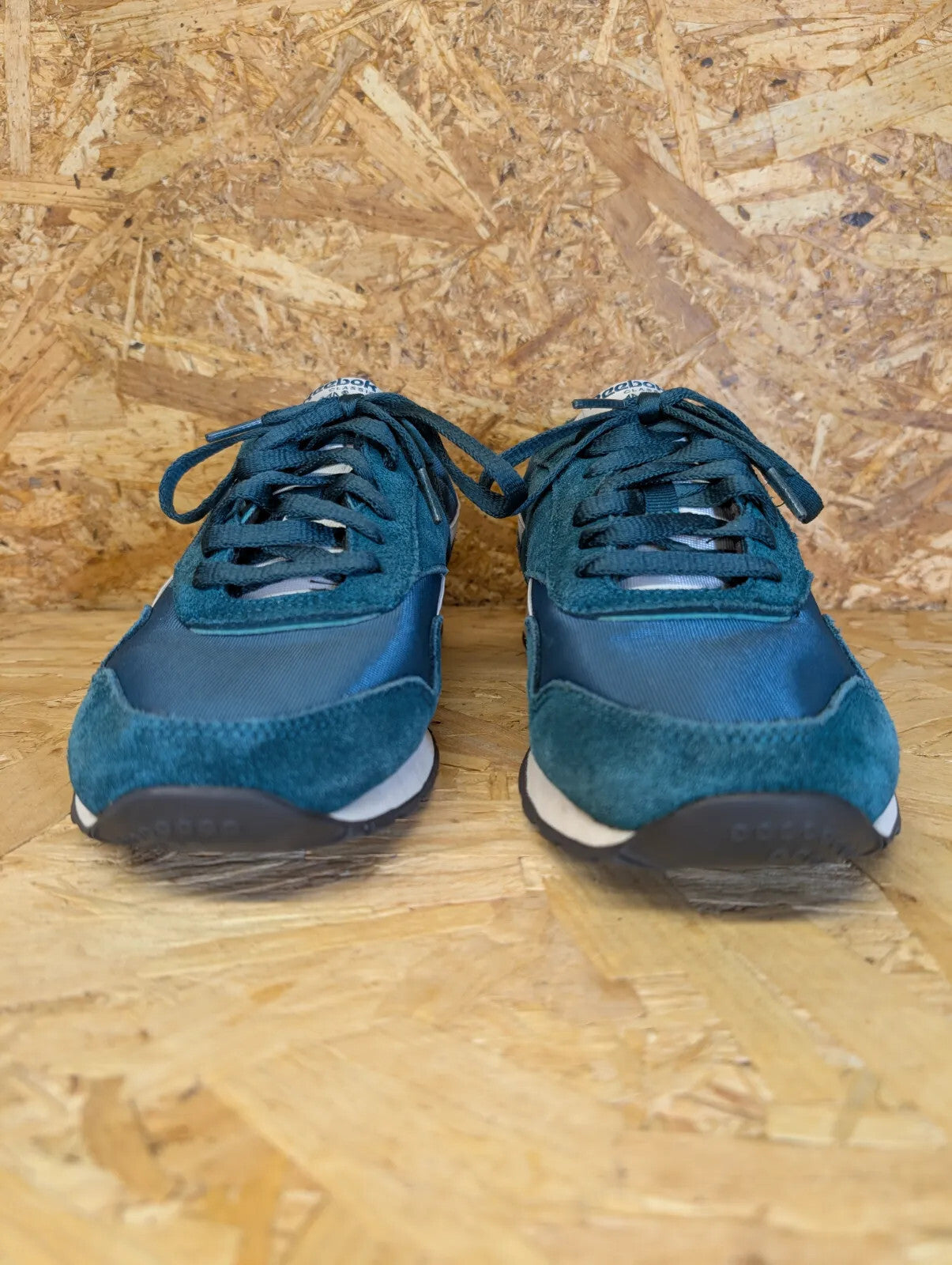 Reebok Classic Low Top Trainers Mens UK 8 Teal Green Suede Mesh Logo Lace Retro