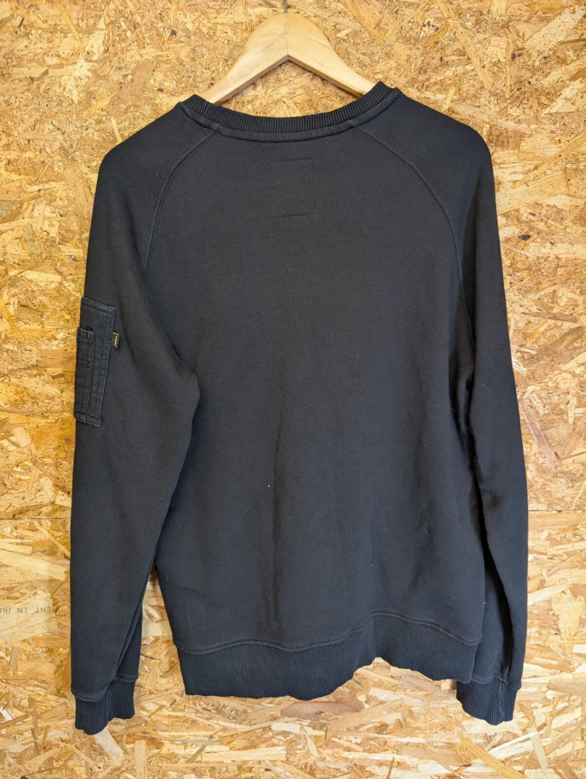 Alpha Industries Crewneck Sweatshirt Mens Black Cotton Logo Pullover Zip Pocket