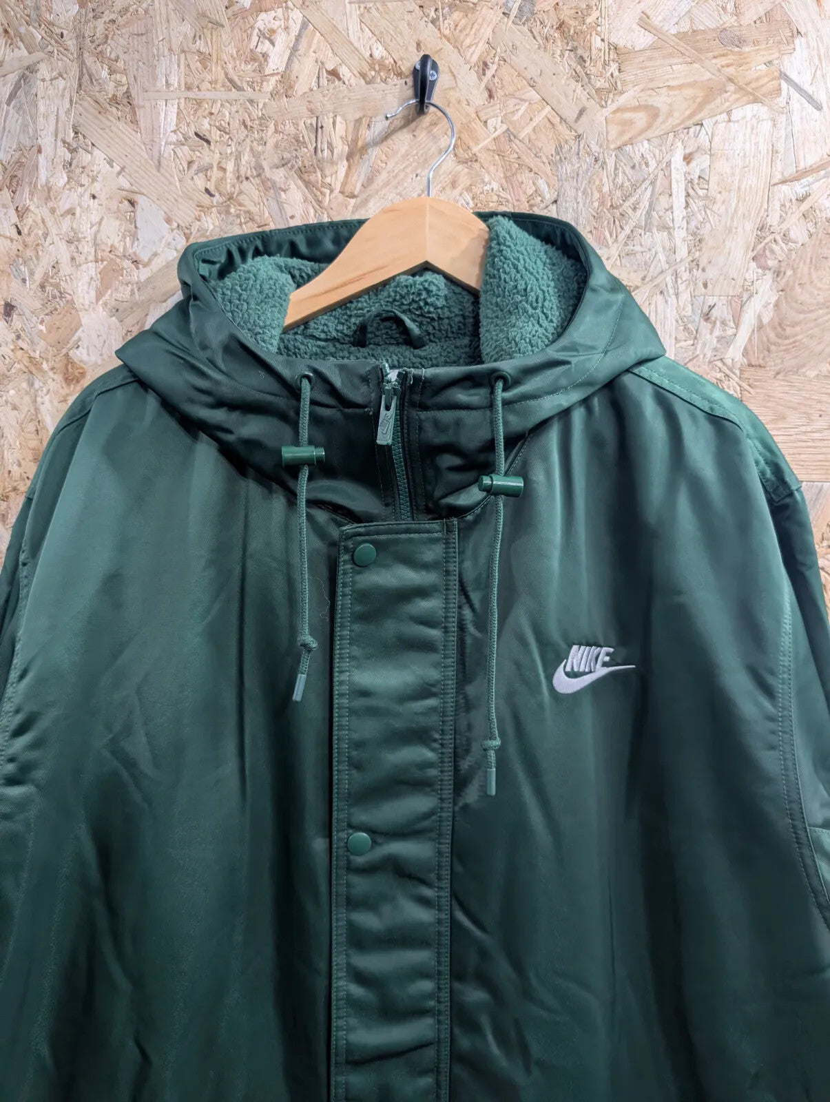 Nike Hooded Jacket  Green Fleece Lined Herren Parka Mens Oversized XL