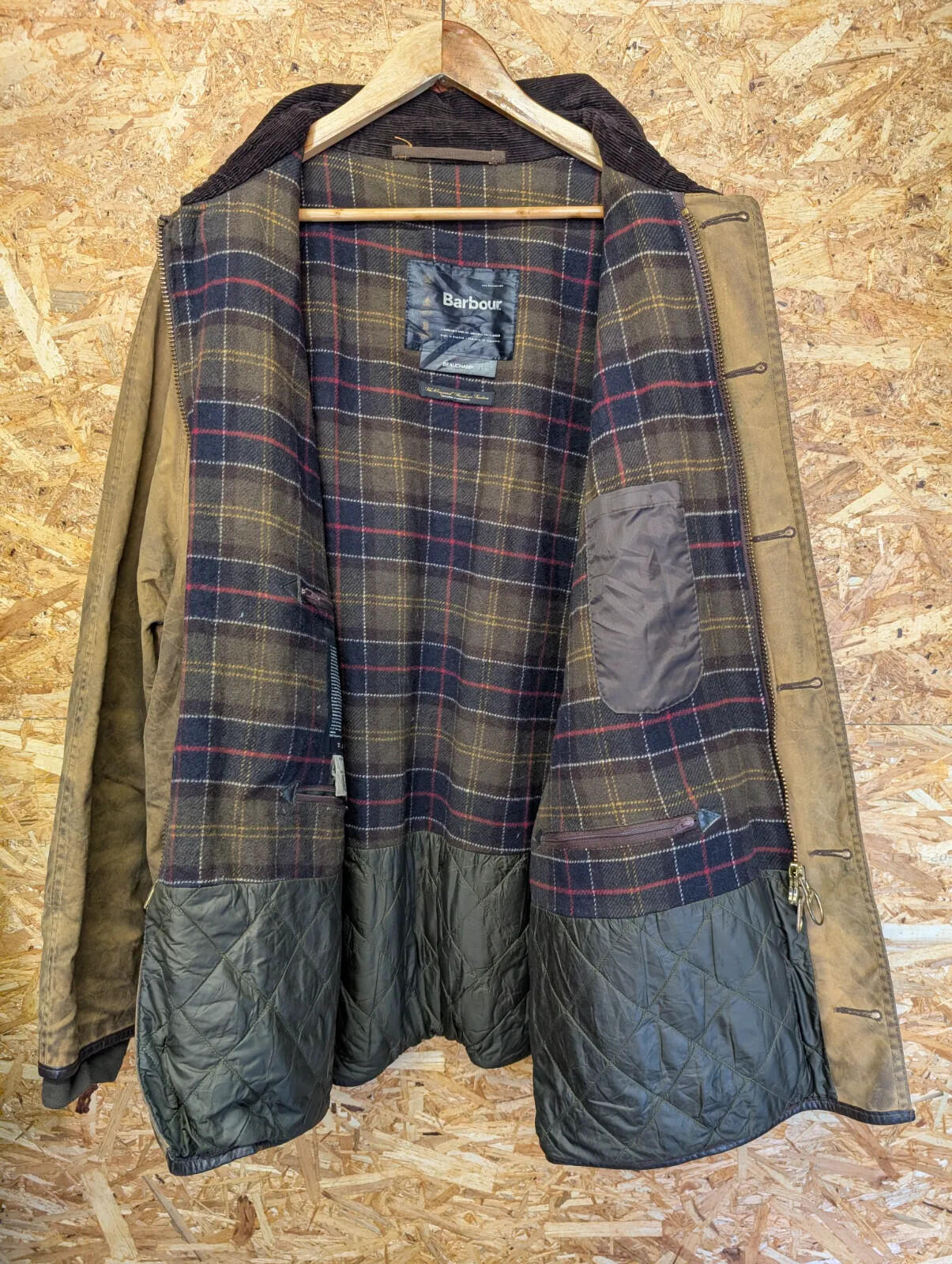 Vintage Barbour Beauchamp Wax Jacket Mens 3XL C52 Sandstone A186 Wool Lined 2000
