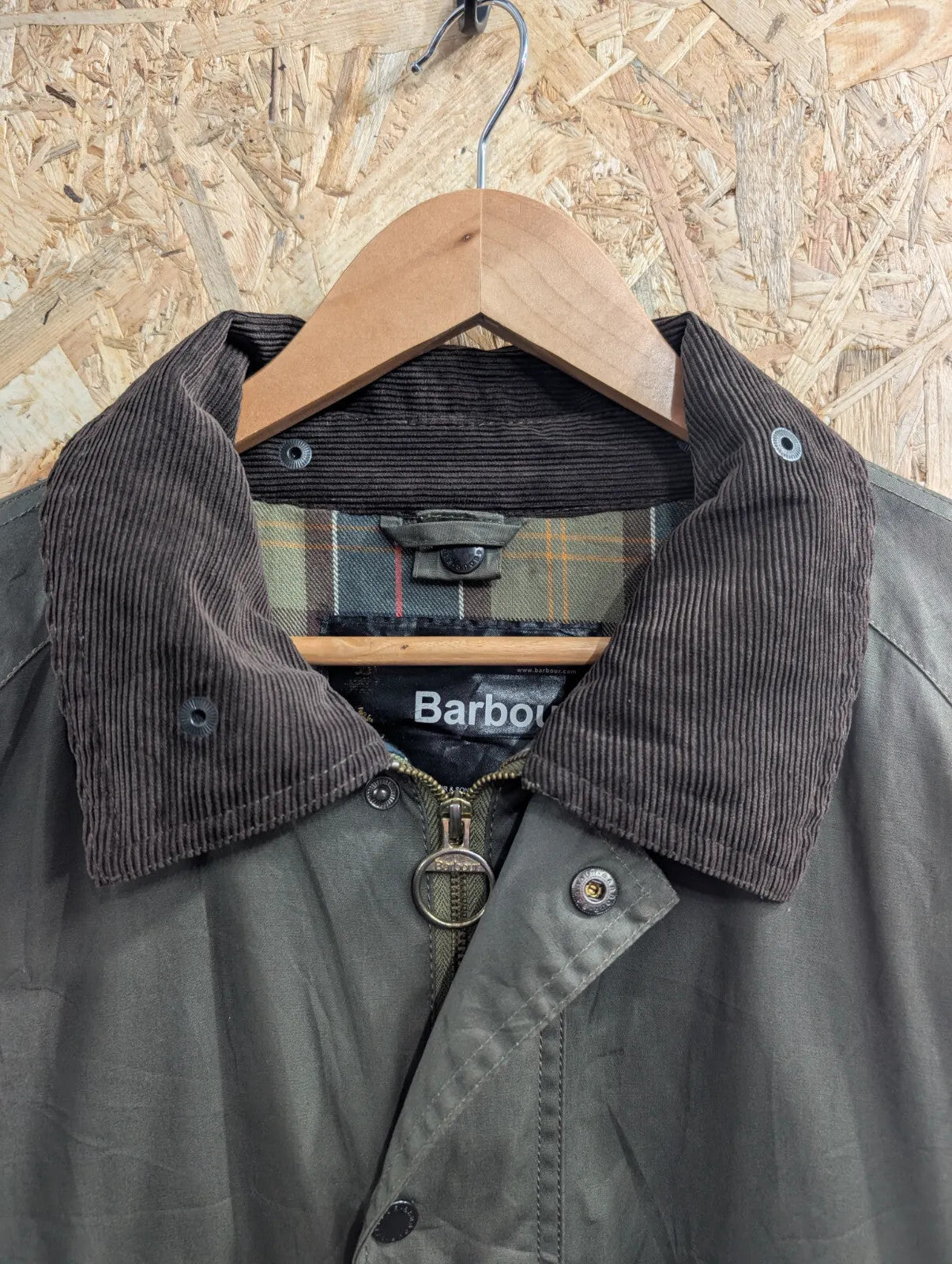 Vintage Barbour Classic Bedale Jacket Mens Medium Olive Green Waxed Cotton 90s