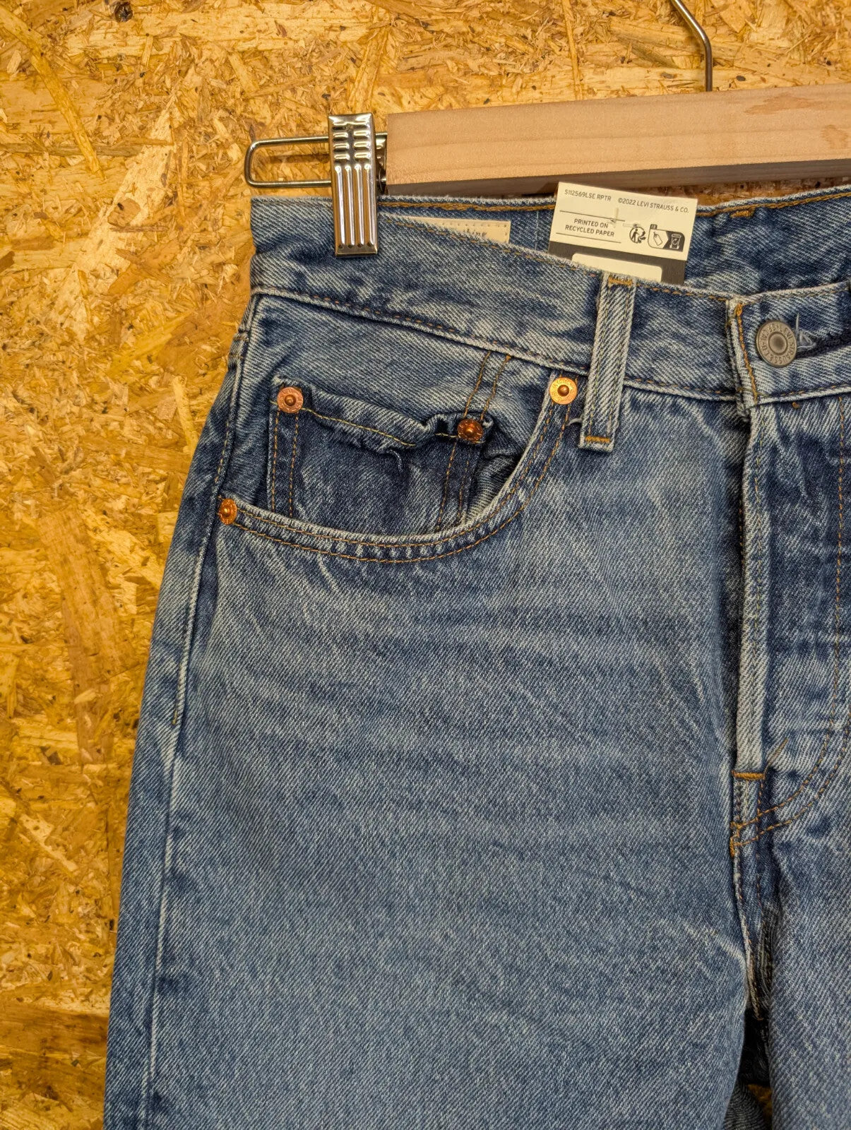 Levis 501 Original Cropped Jeans Women W26 L26 Blue Denim Regular Straight