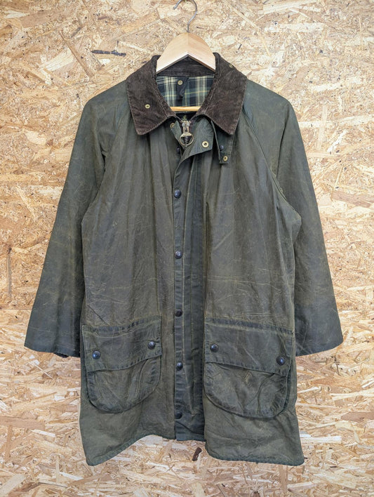 Vintage Barbour Gamefair Jacket Medium Men C38 Sage Green Wax Cotton 80s A123