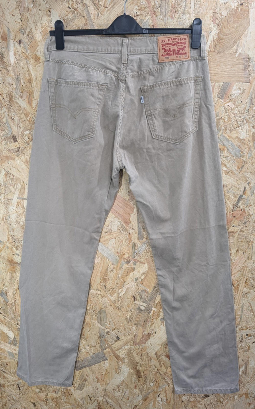 Levis 505 Chino Jeans W33 L32 Men Straight Leg Denim Stone Beige Khaki Zip Fly