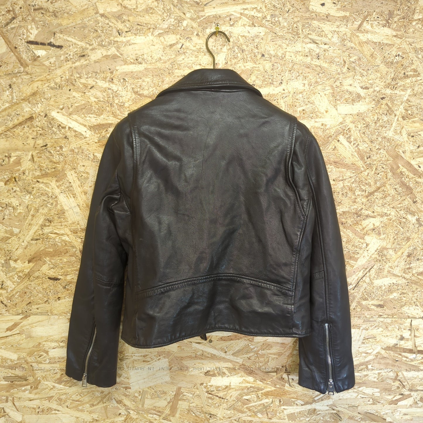 All Saints Griffen Black Leather Biker Jacket Motorbike Size UK 12 Medium