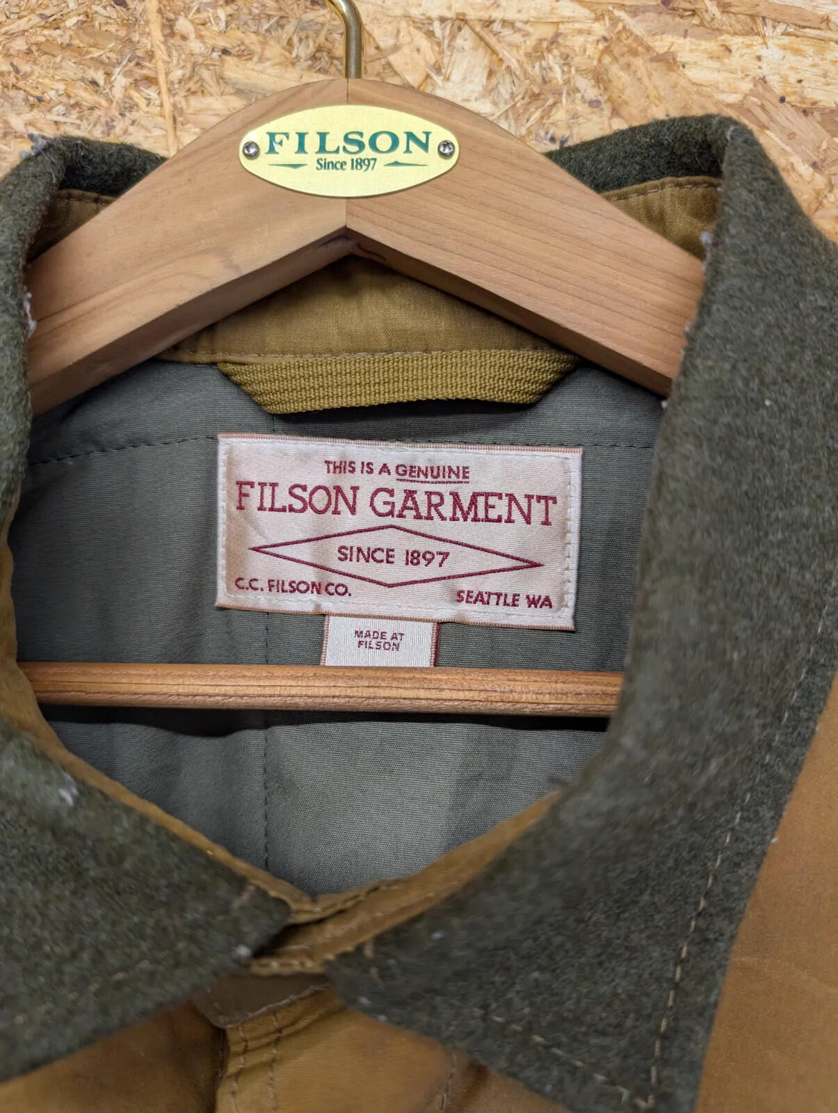Filson Insulated Jac-Shirt Mens Large Brown Waxed Jacket Snap Padded  Lined Wool