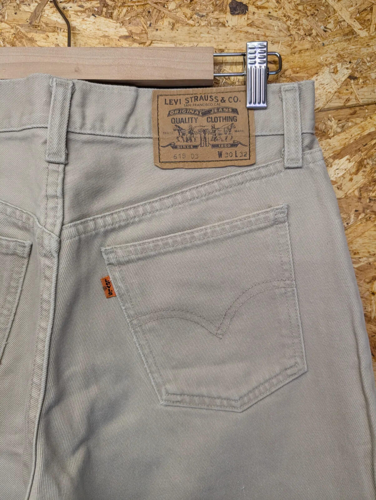 Vintage Levis 618 Jeans Men W30 L32 Beige Stone Wash Orange Tab Straight Leg 90s