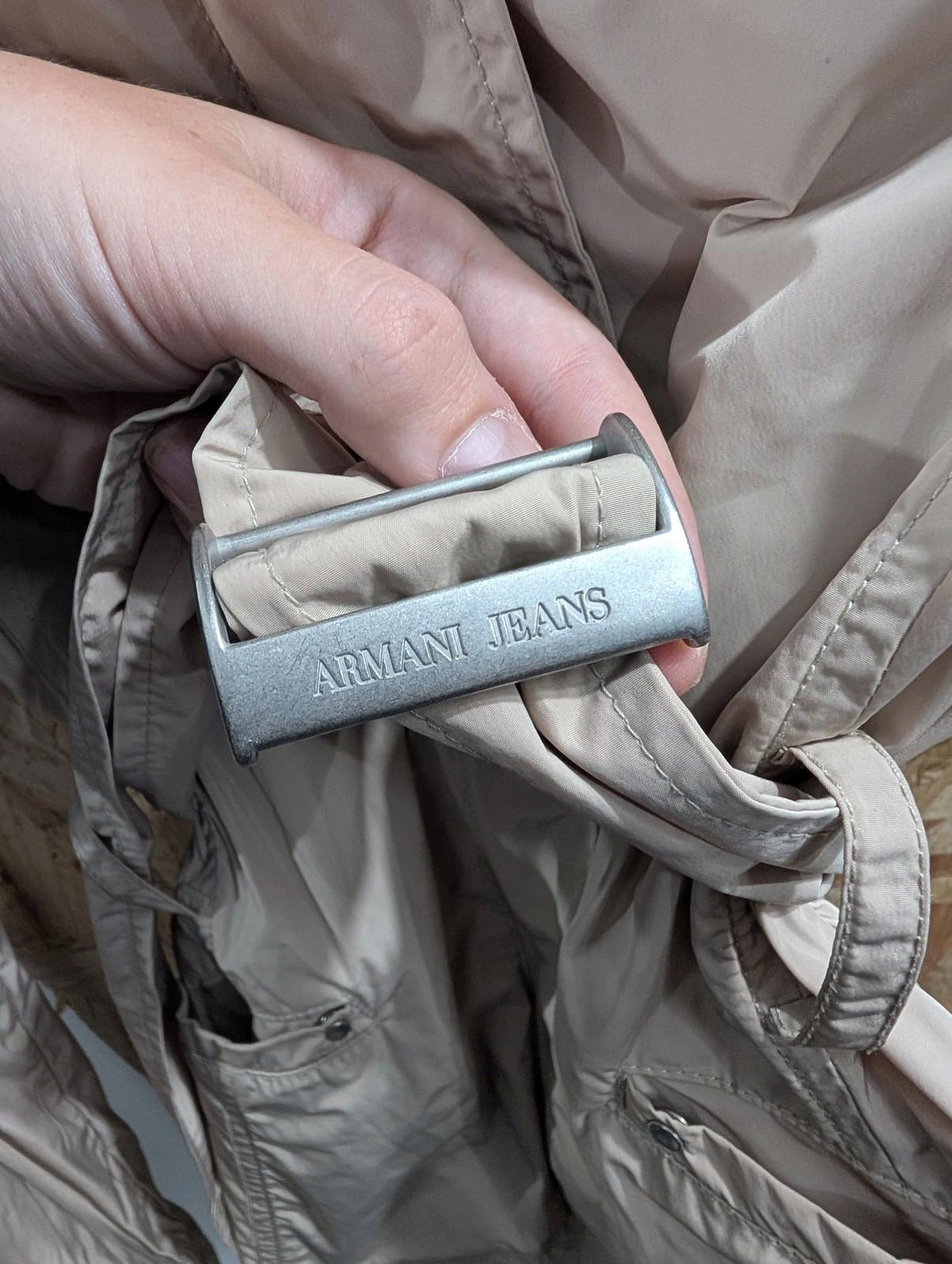 Armani Jeans Jacket Women Size 6 XS Belted Beige Lightweight Casual Trench Coat