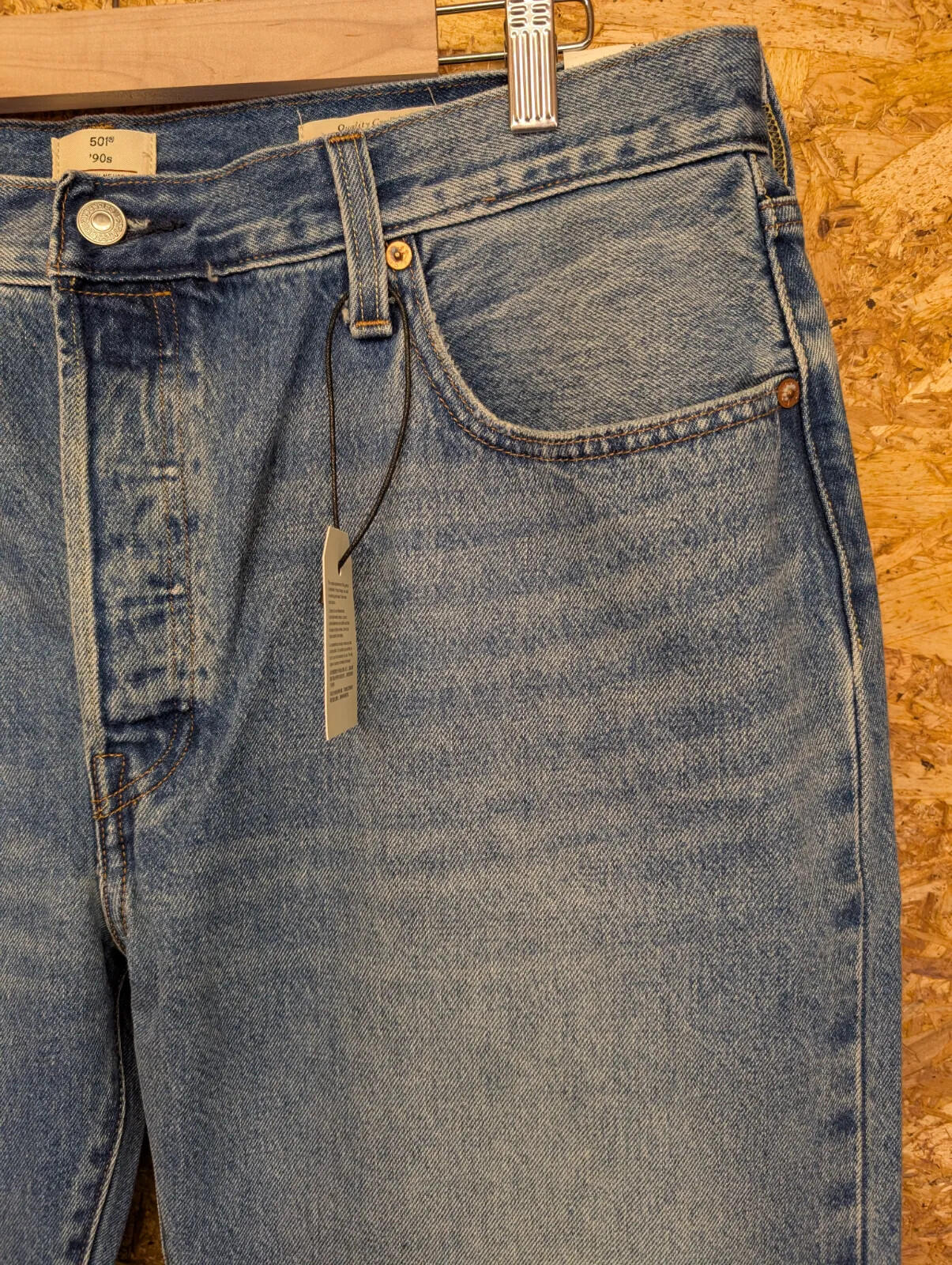Levis 501 90s Jeans Mens W34 L30 Blue Distressed Denim Regular Straight Selvedge