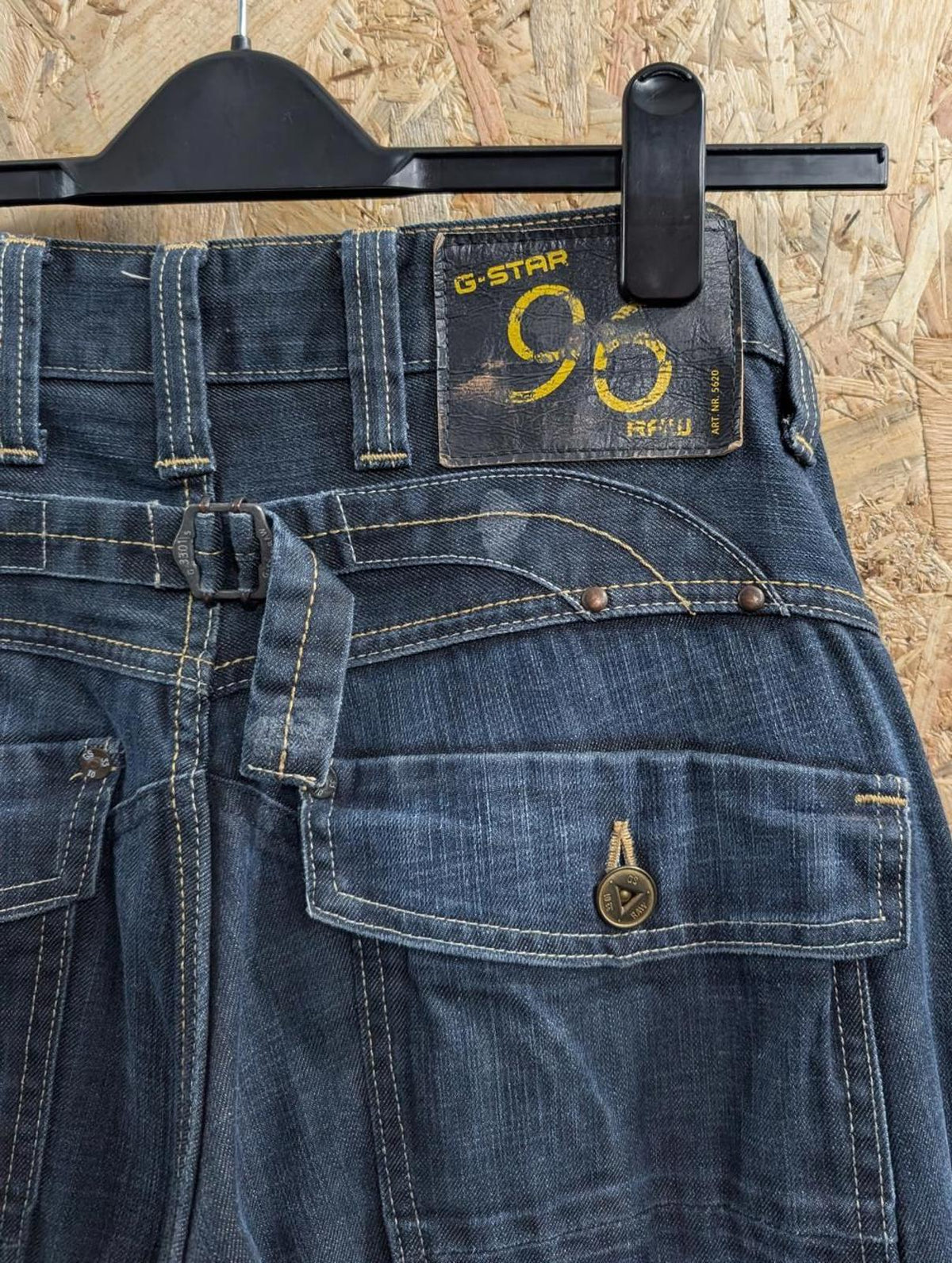 G-Star Elwood Heritage Loose Jeans W31 L30 Men Y2K Buckle Navy Blue Vintage Dark