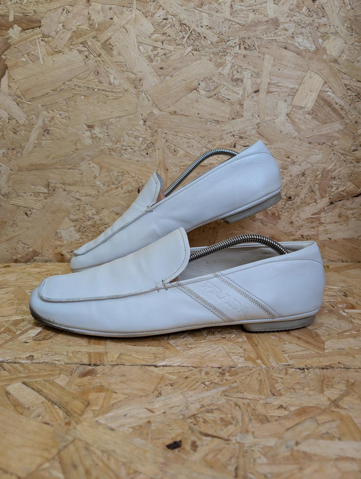 Prada White Leather Loafers Driving Shoes Made Italy Slip On 9 UK 43 EU