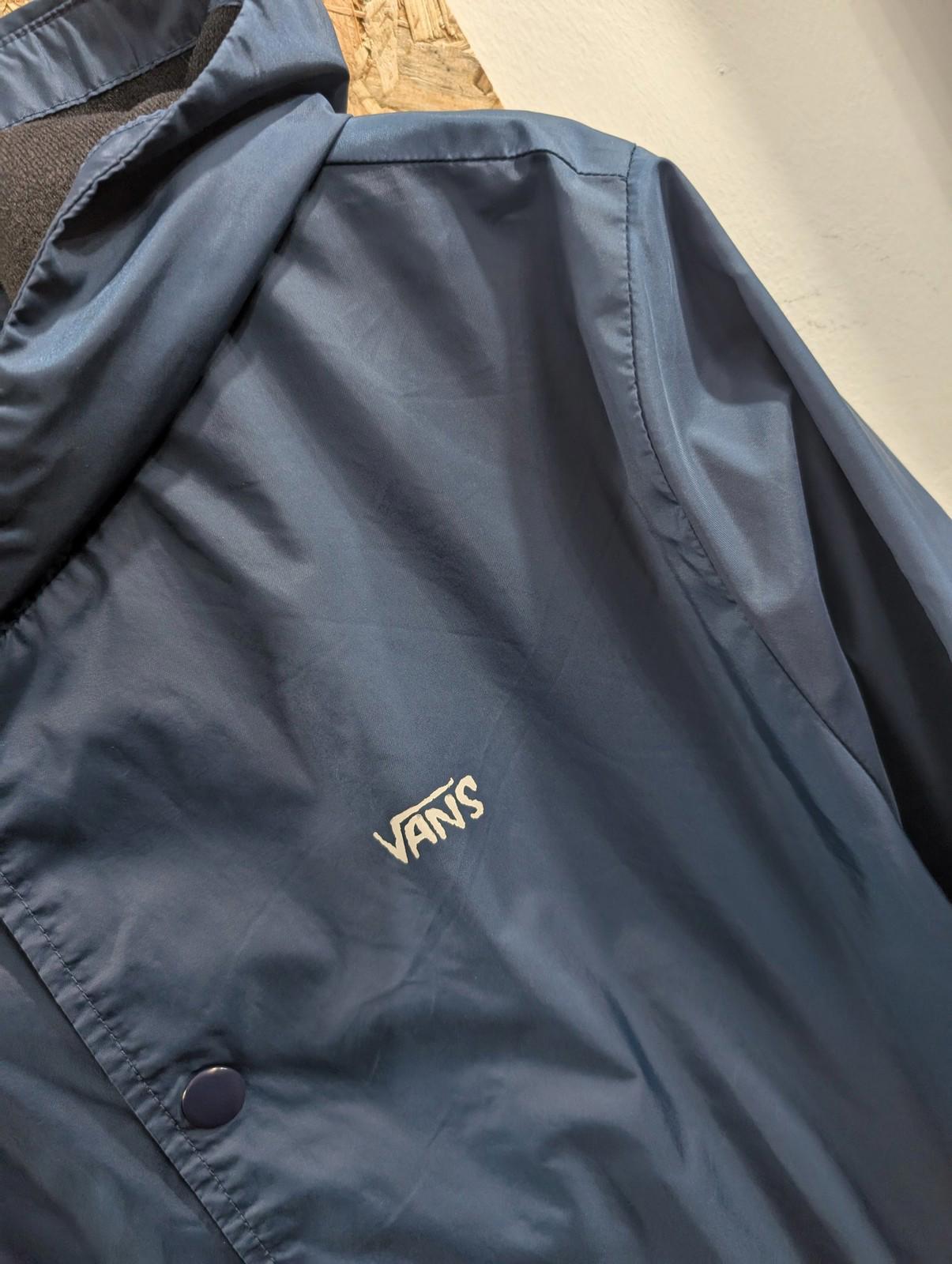 Vans Turnstall Jacket Large Men Hooded Logo Fleece Lined Windbreaker Navy Blue