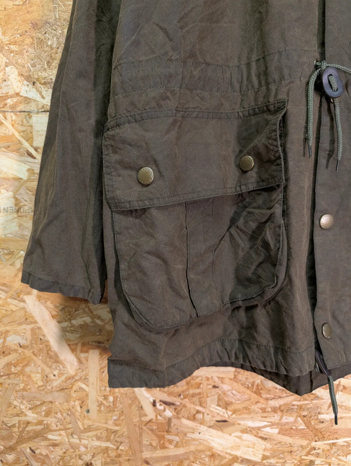Barbour Catterick Parka Wax Jacket Large Green Cotton Cape Hood Sylkoil Finish
