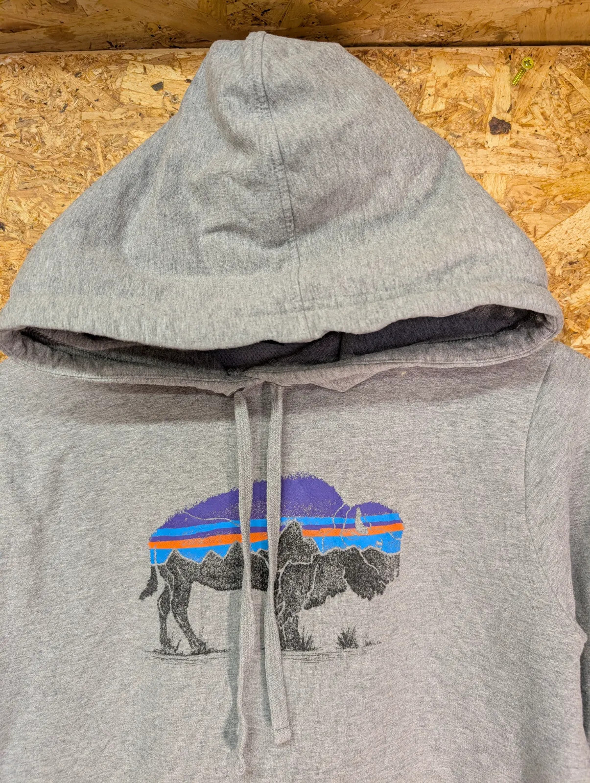 Patagonia Grey Cotton Hoodie Womens Medium P6 Logo Pullover Hiking Walking