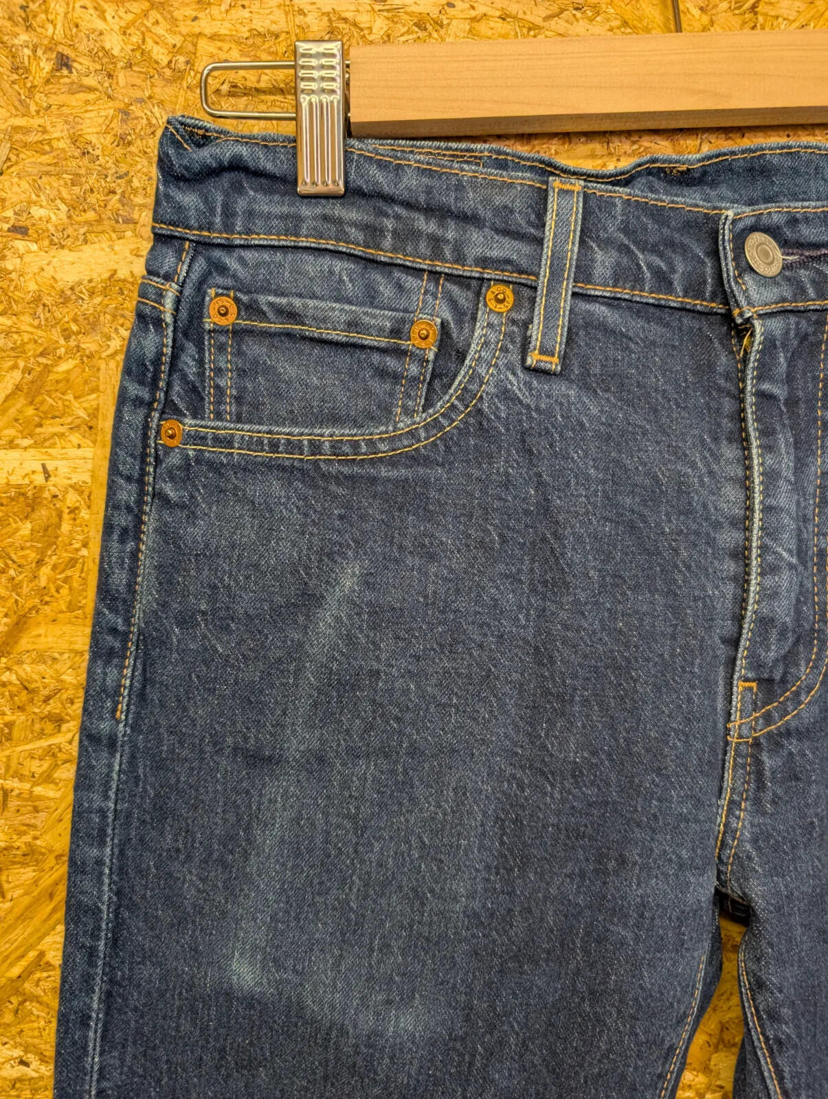 Levis 512 Slim Tapered Jeans Mens W29 L32 Navy Blue Denim Zip Fly Distressed