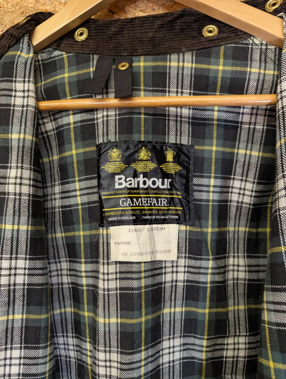 Vintage Barbour Gamefair Wax Jacket Large C42 107cm Olive Green A123 Cotton 80s