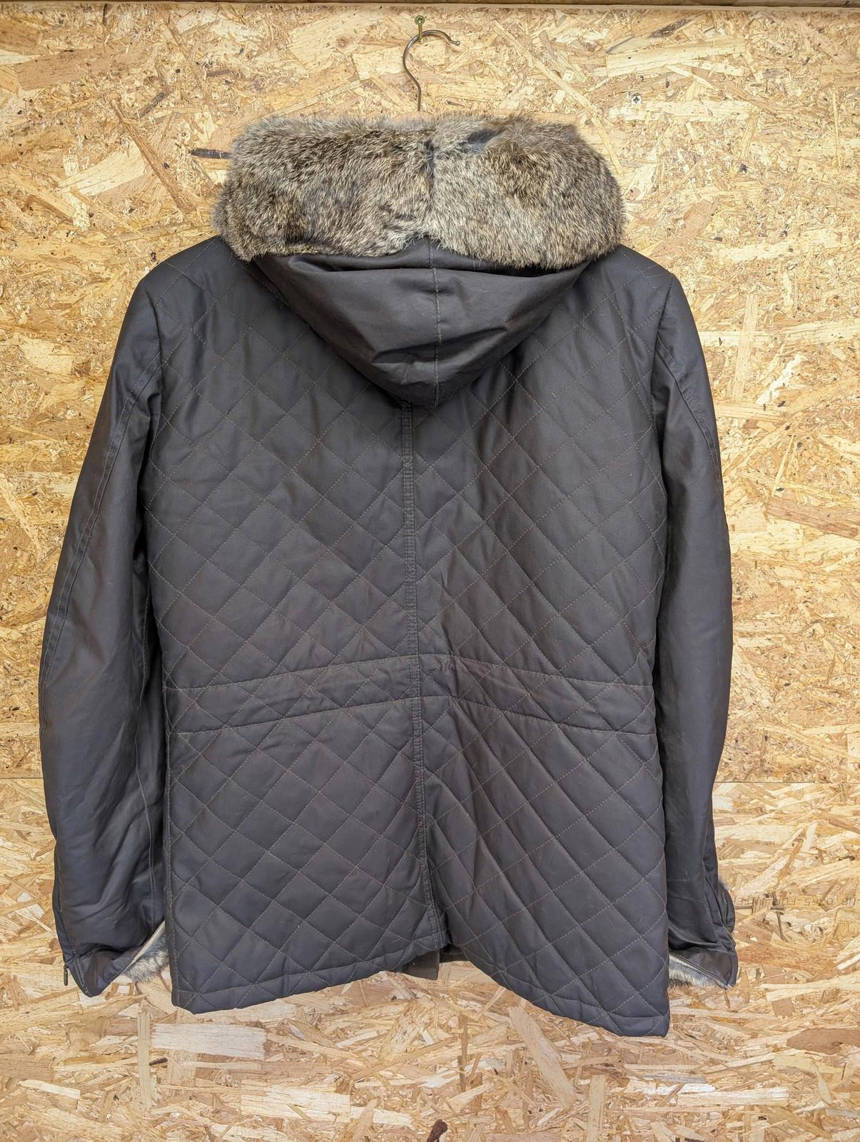 Belstaff Wax Jacket UK 12 / 44 Women Quilted Fur Trim Hood Brown Winter Coat