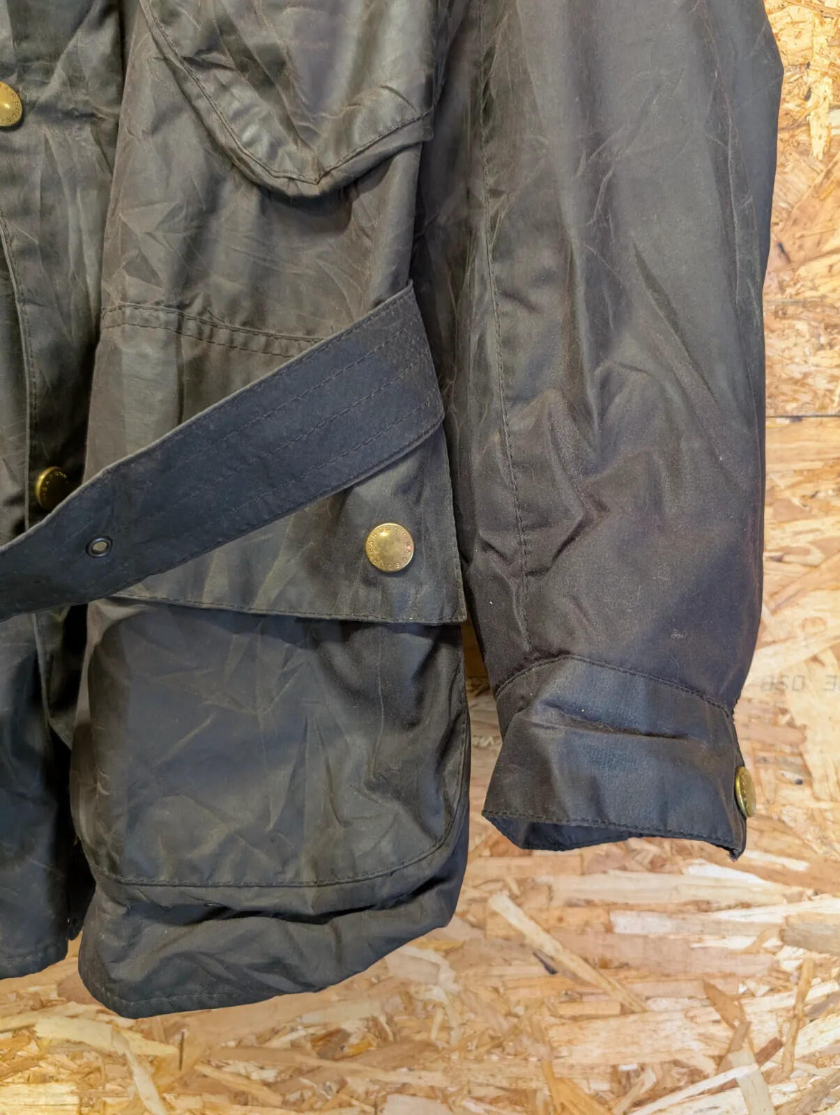 Vintage Barbour Beacon Jacket Wax Jacket Mens Medium C40 Black A132 Belted 90s