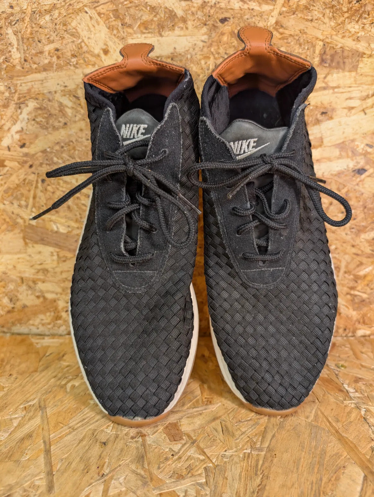 Nike Air Woven Boots Trainers UK9 EU43 Black Woven Black Dark Russet Hi Tops