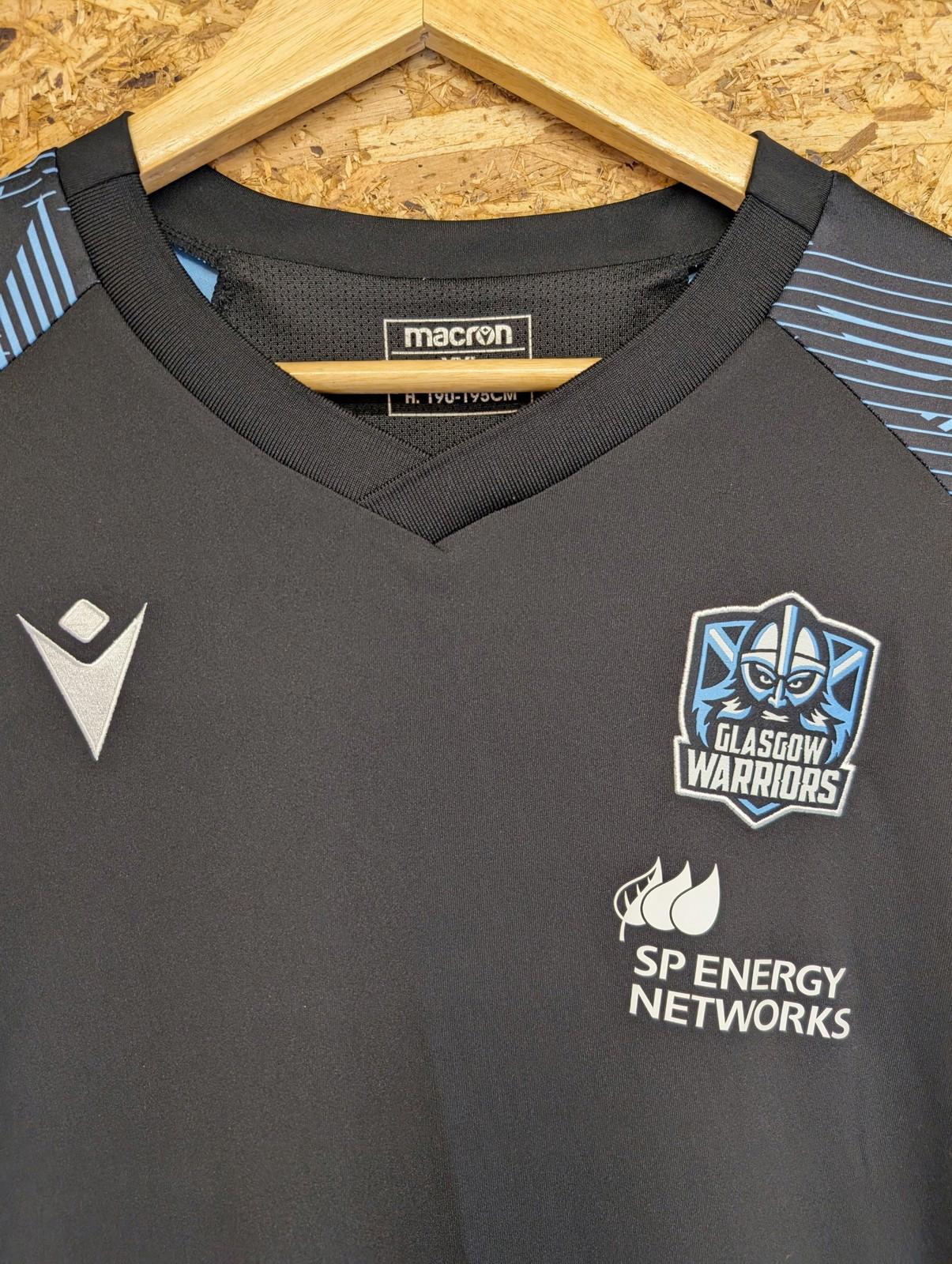 Glasgow Warriors Rugby Shirt Men XXL Macron 2022-23 Black Blue 2XL Official