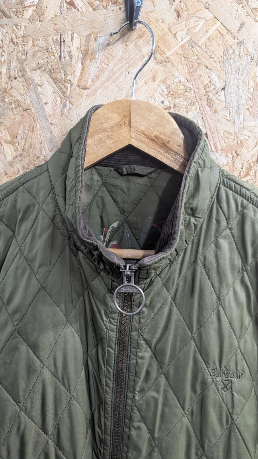 Barbour Quilted Jacket Mens Small Olive Green Diamond Padded Countryside Outdoor