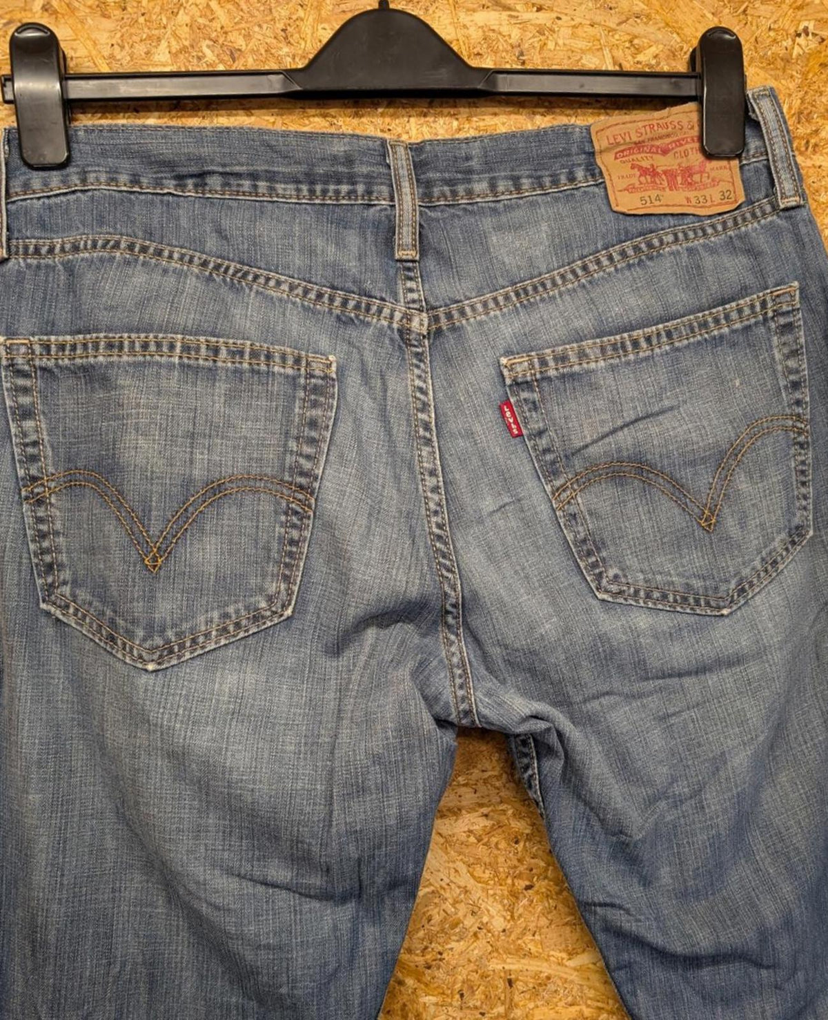 Levis 514 Blue Jeans W33 L32 Men Slim Straight Fit Red Tab Stretch Denim Zip Fly