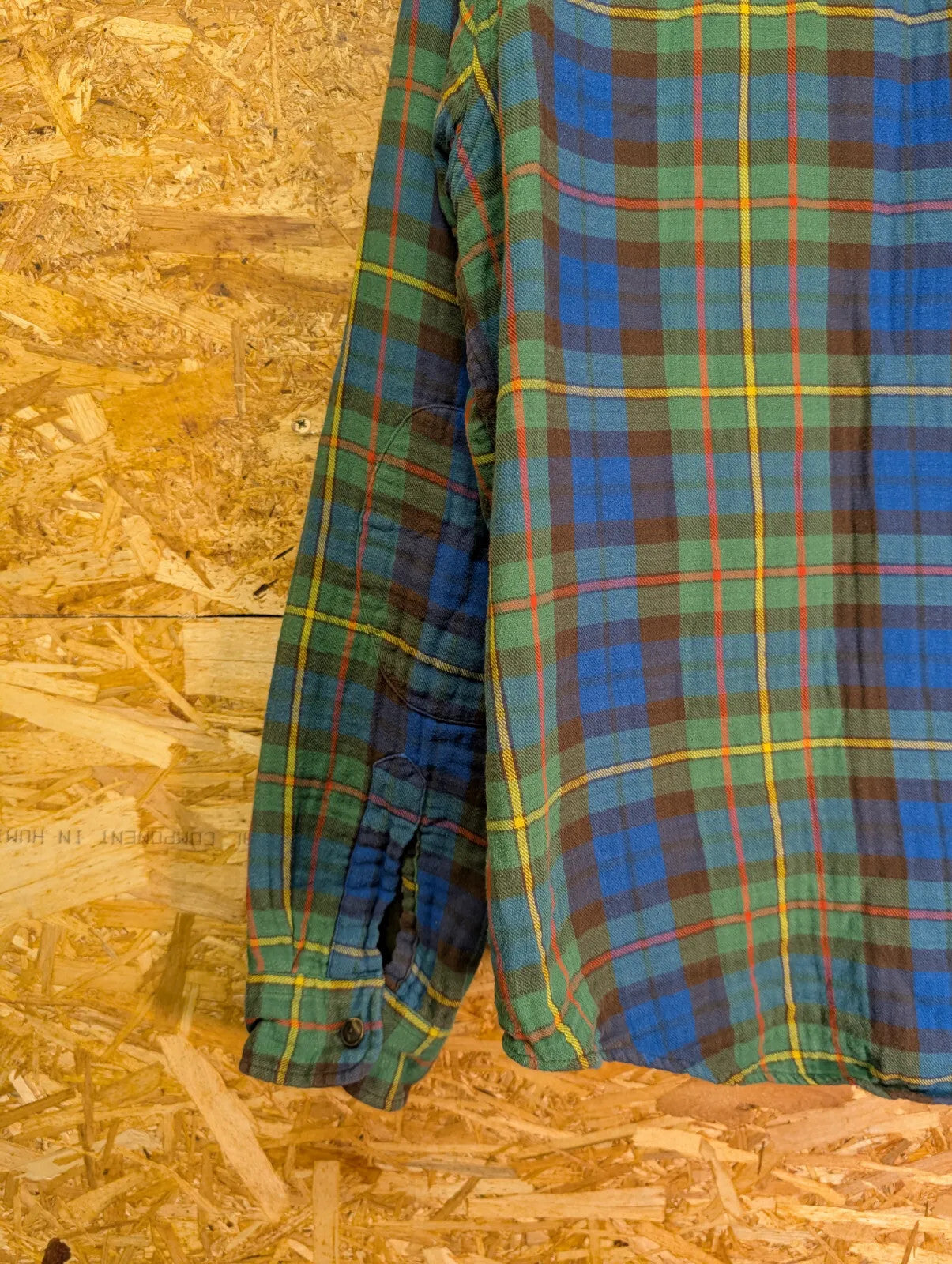 Vintage Ralph Lauren Lined Shirt Mens Large Green Blue Cotton Flannel Plaid 90s