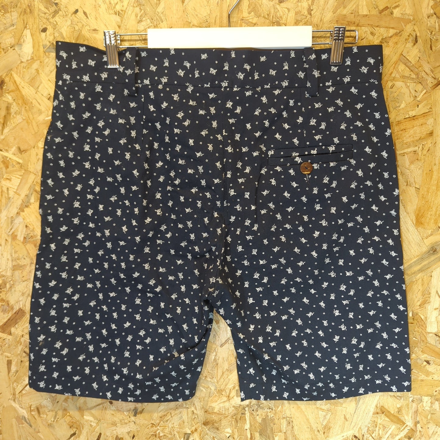 Dodd Navy Blue Floral Chino Pocket Shorts Cotton Baggies Canvas Mens Medium W34