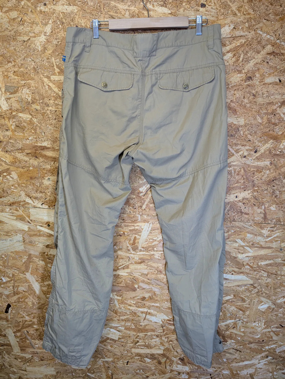 Fjallraven G1000 No27 Cargo Trousers W36 L32 Beige Wax Cotton Hiking Walking