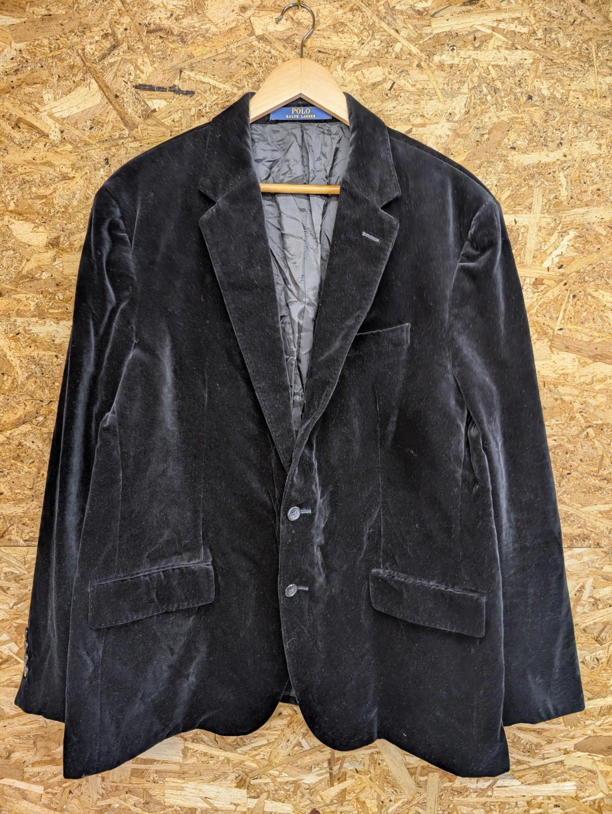 Polo Ralph Lauren Velvet Blazer 48R 2XL Men Black 2 Button Dinner Jacket