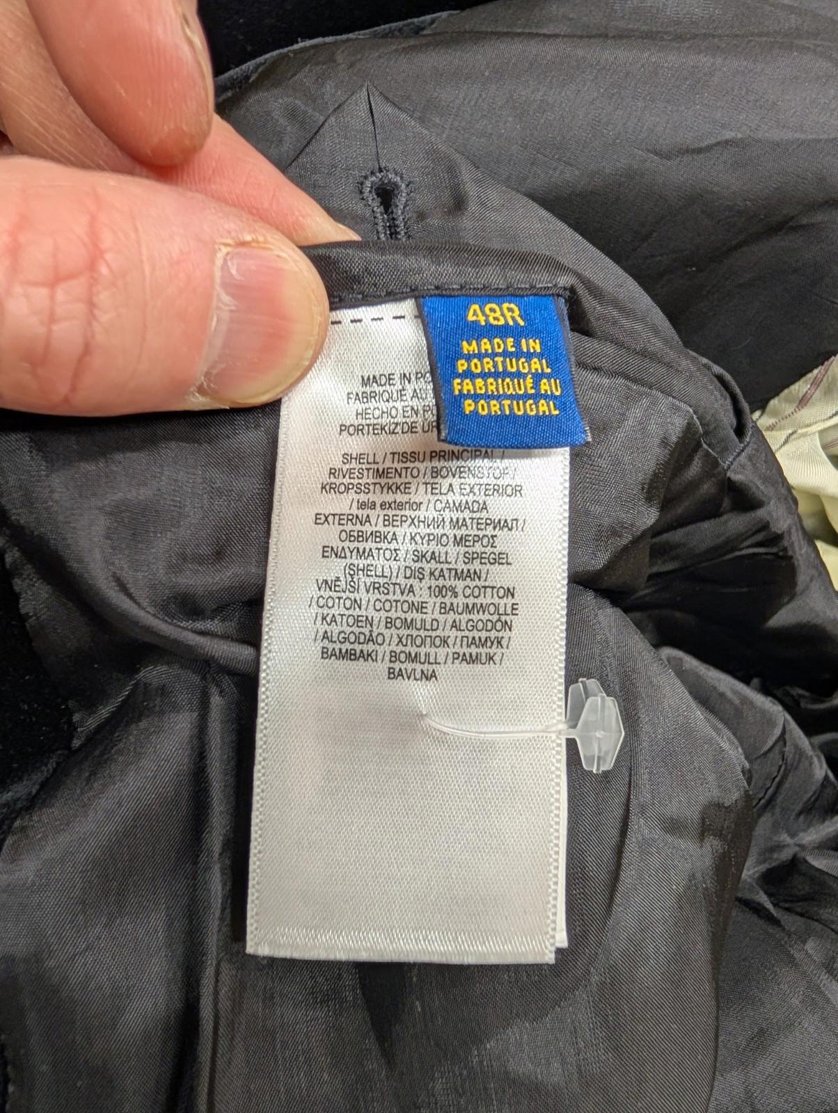 Polo Ralph Lauren Velvet Blazer 48R 2XL Men Black 2 Button Dinner Jacket