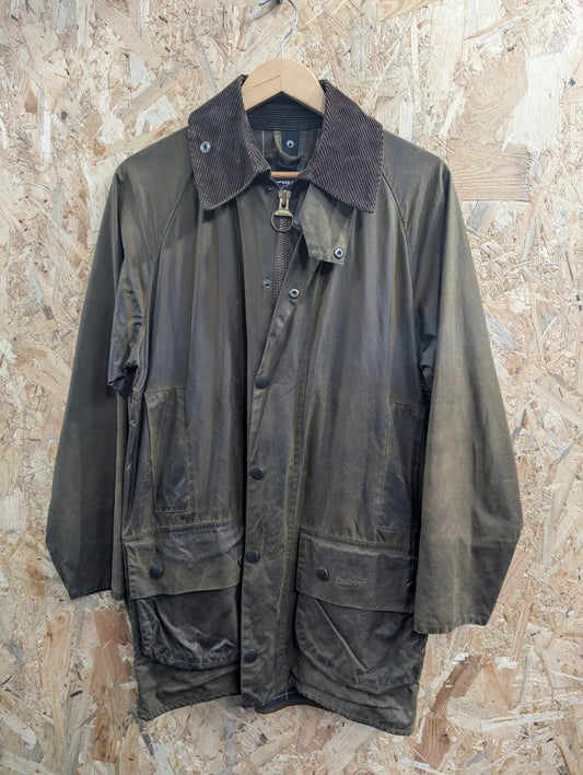 Barbour Classic Beaufort Jacket Mens Small C36 Olive Green Corduroy Collar
